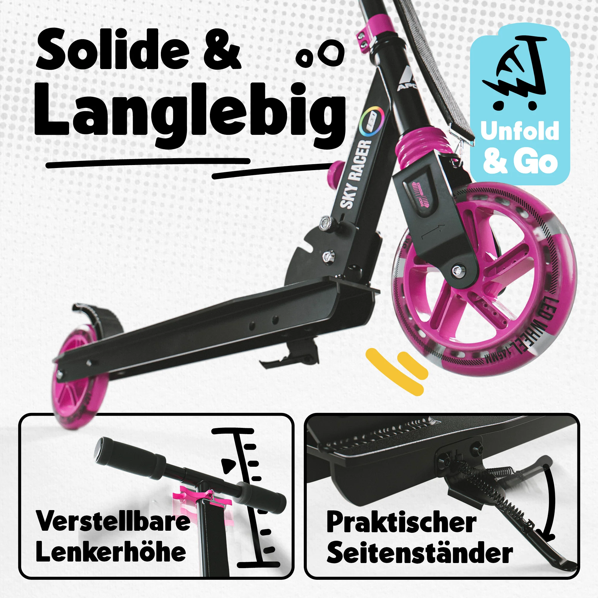 145mm City Scooter mit Federung "Skyracer" klappbar und höhenverstellbar - Image 17