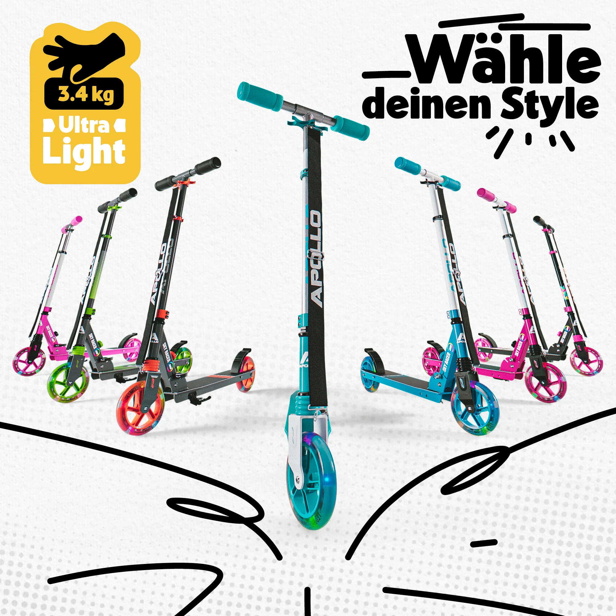 145mm City Scooter mit Federung "Skyracer" klappbar und höhenverstellbar - Image 22