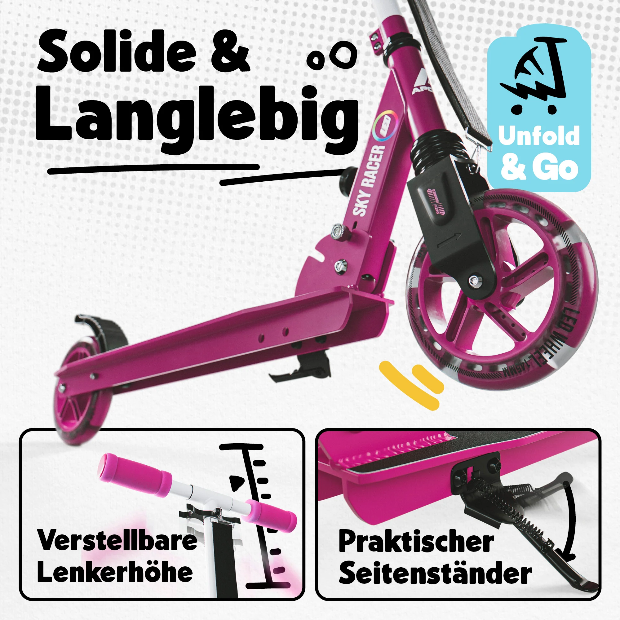 145mm City Scooter mit Federung "Skyracer" klappbar und höhenverstellbar - Image 24