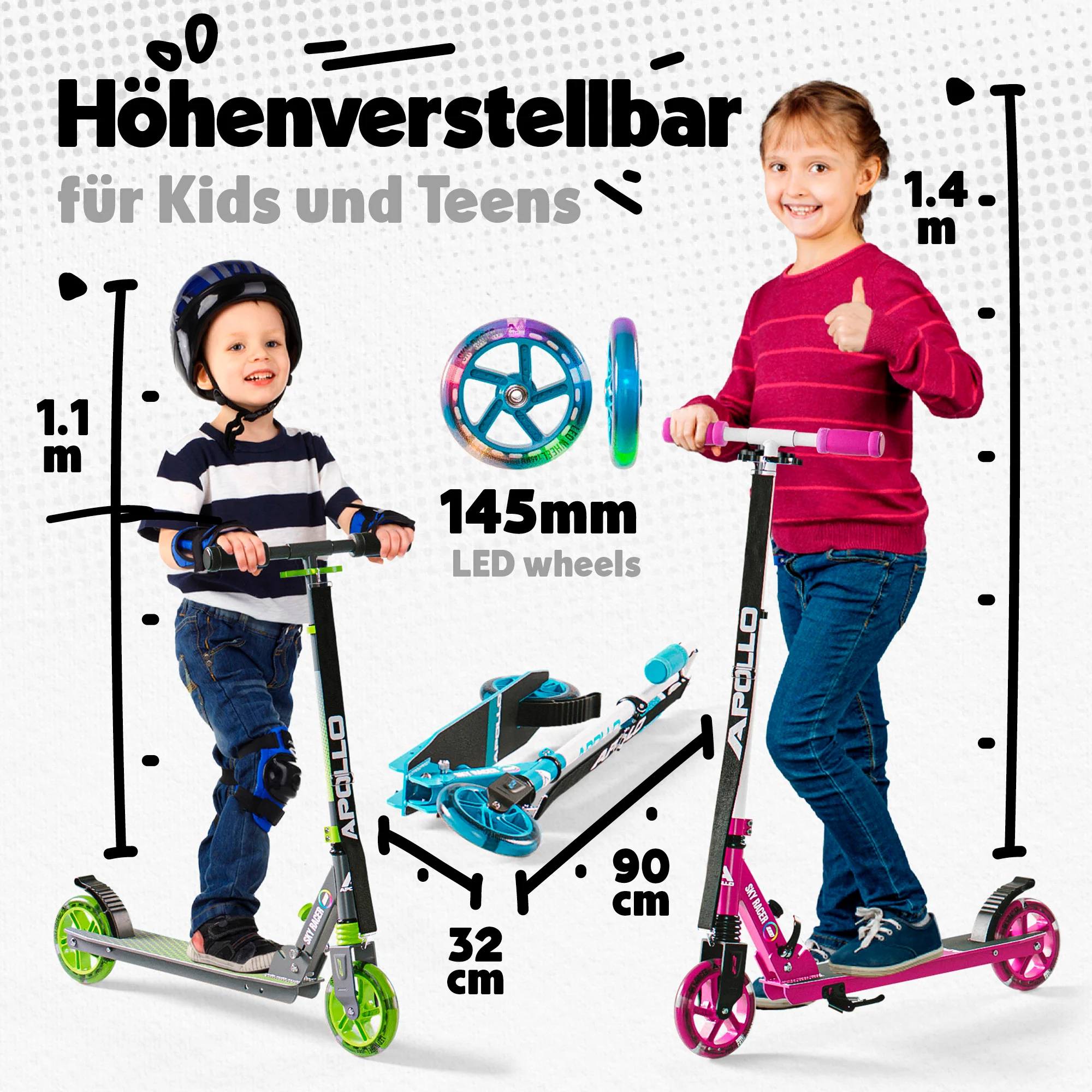 145mm City Scooter mit Federung "Skyracer" klappbar und höhenverstellbar - Image 28
