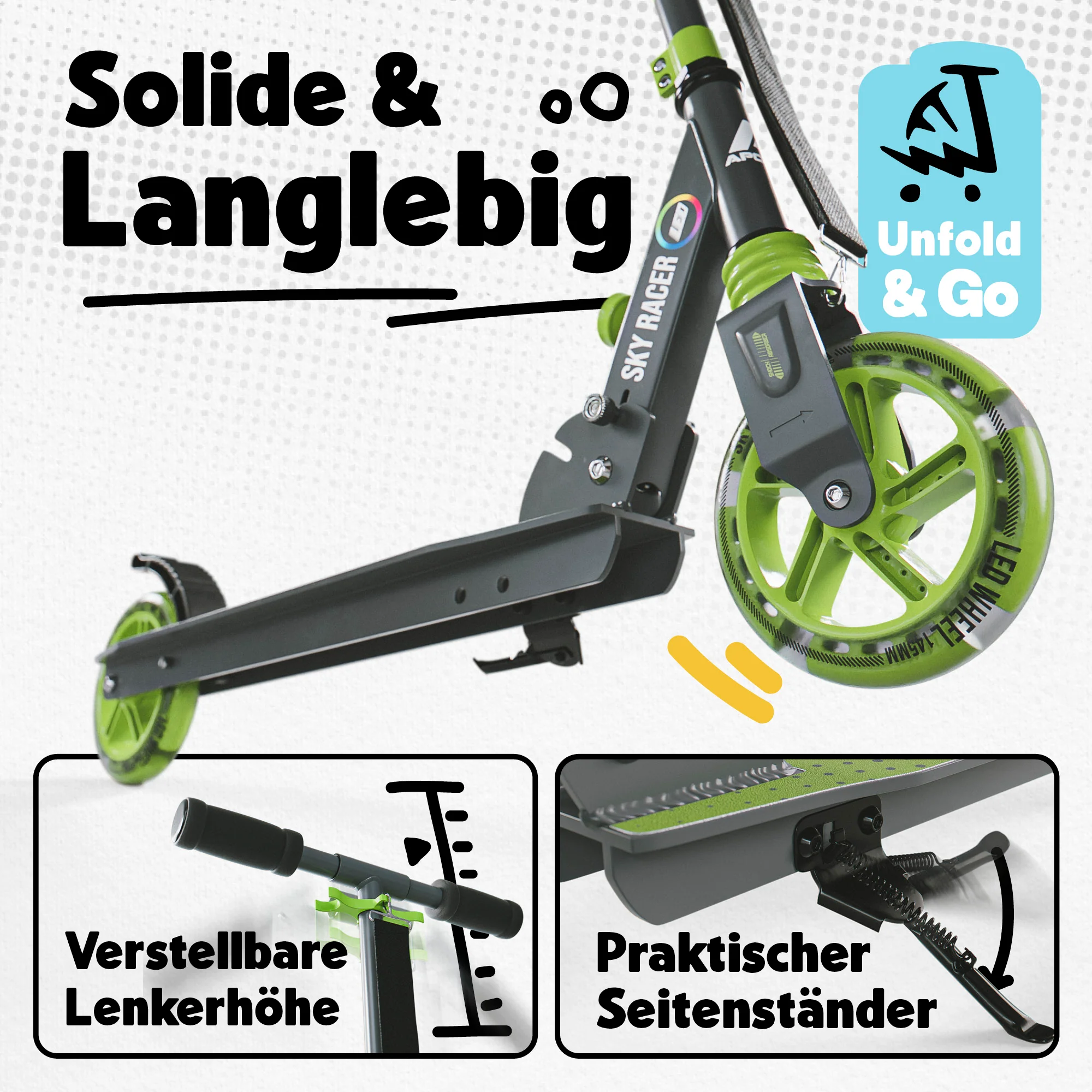 145mm City Scooter mit Federung "Skyracer" klappbar und höhenverstellbar - Image 31