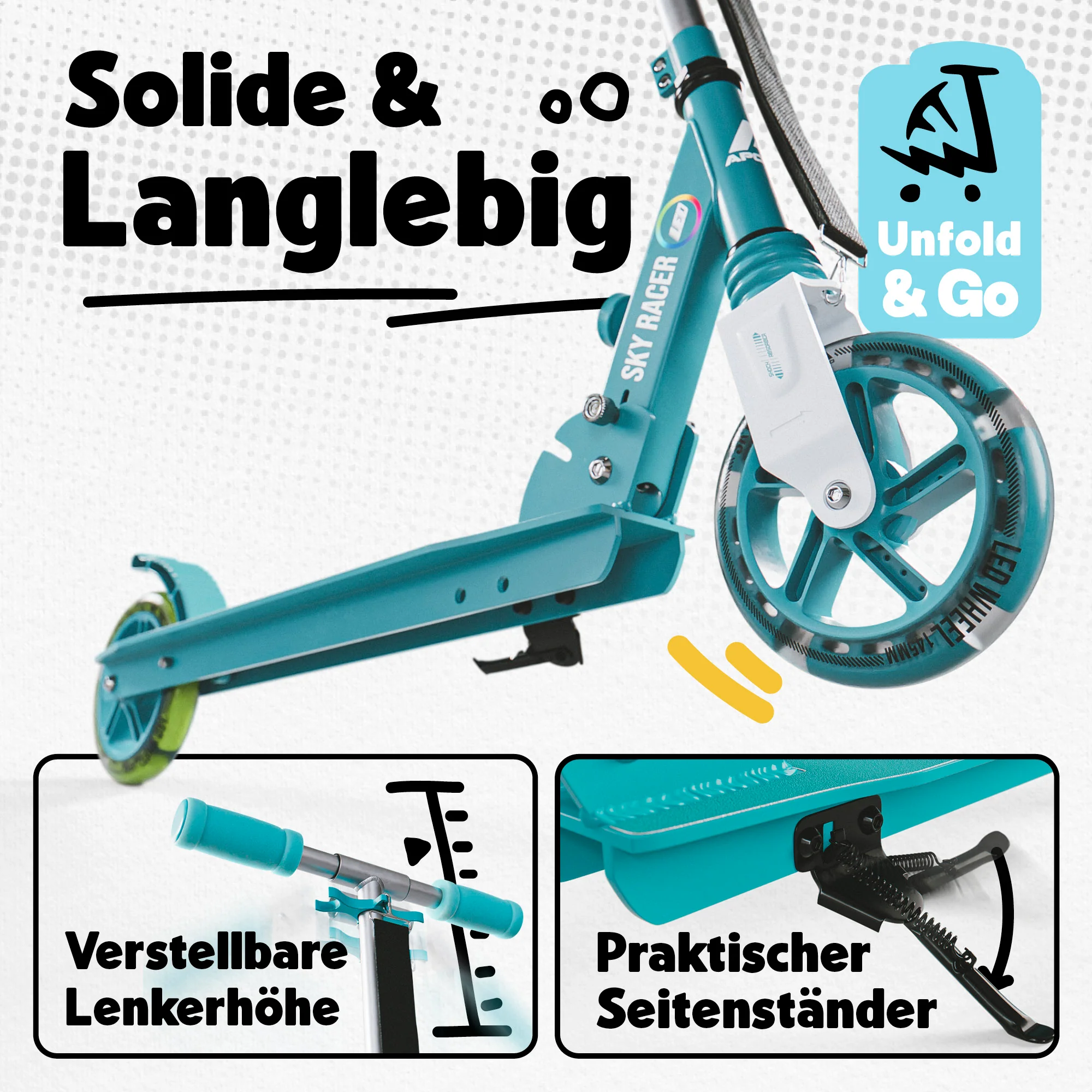 145mm City Scooter mit Federung "Skyracer" klappbar und höhenverstellbar - Image 38