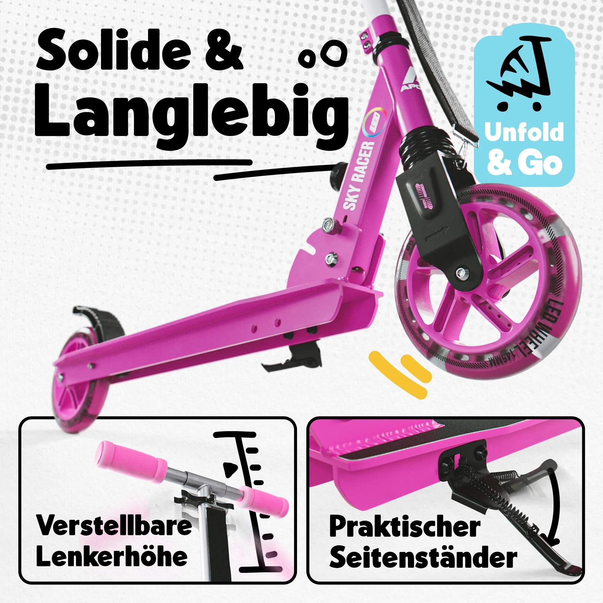 145mm City Scooter mit Federung "Skyracer" klappbar und höhenverstellbar - Image 45