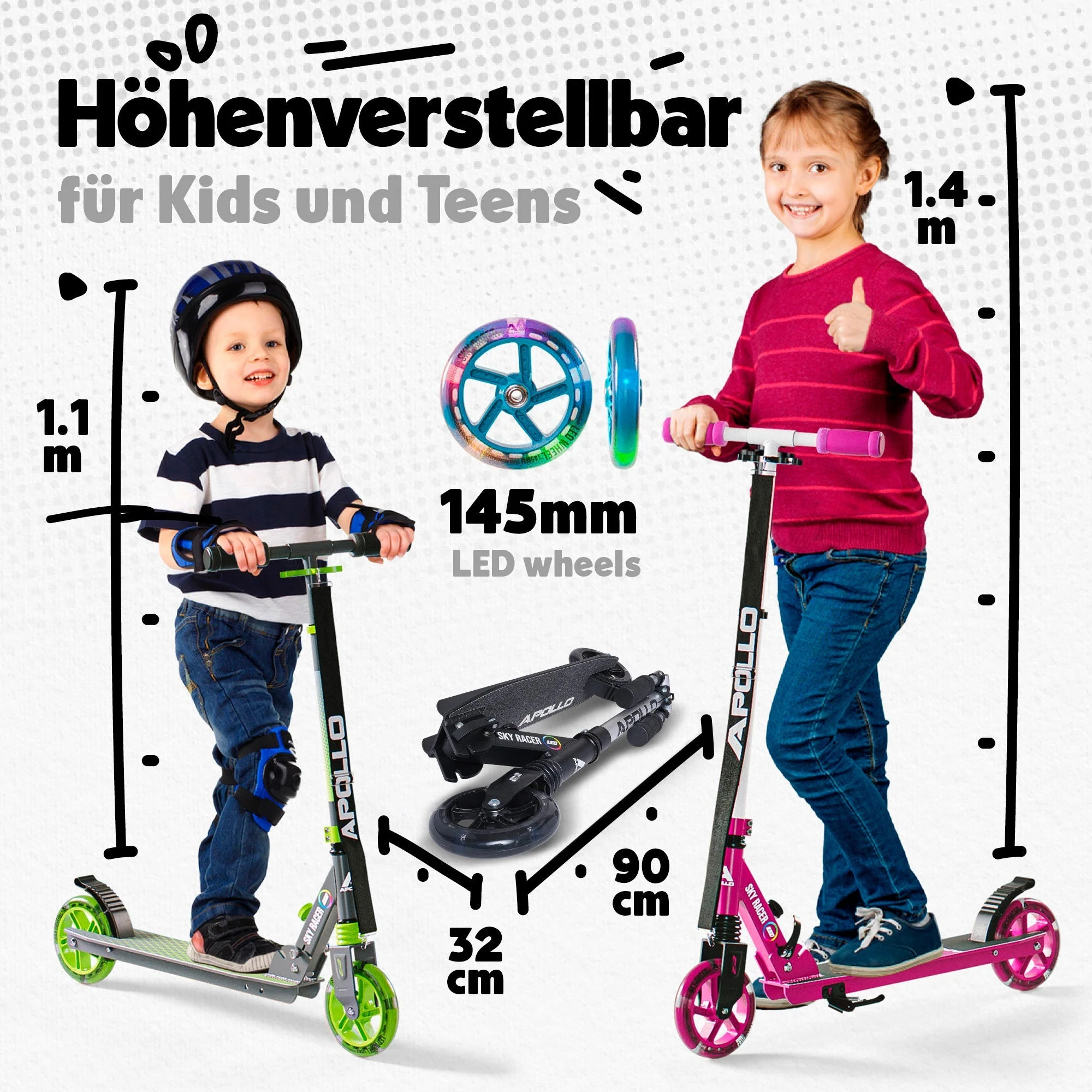 145mm City Scooter mit Federung "Skyracer" klappbar und höhenverstellbar - Image 56