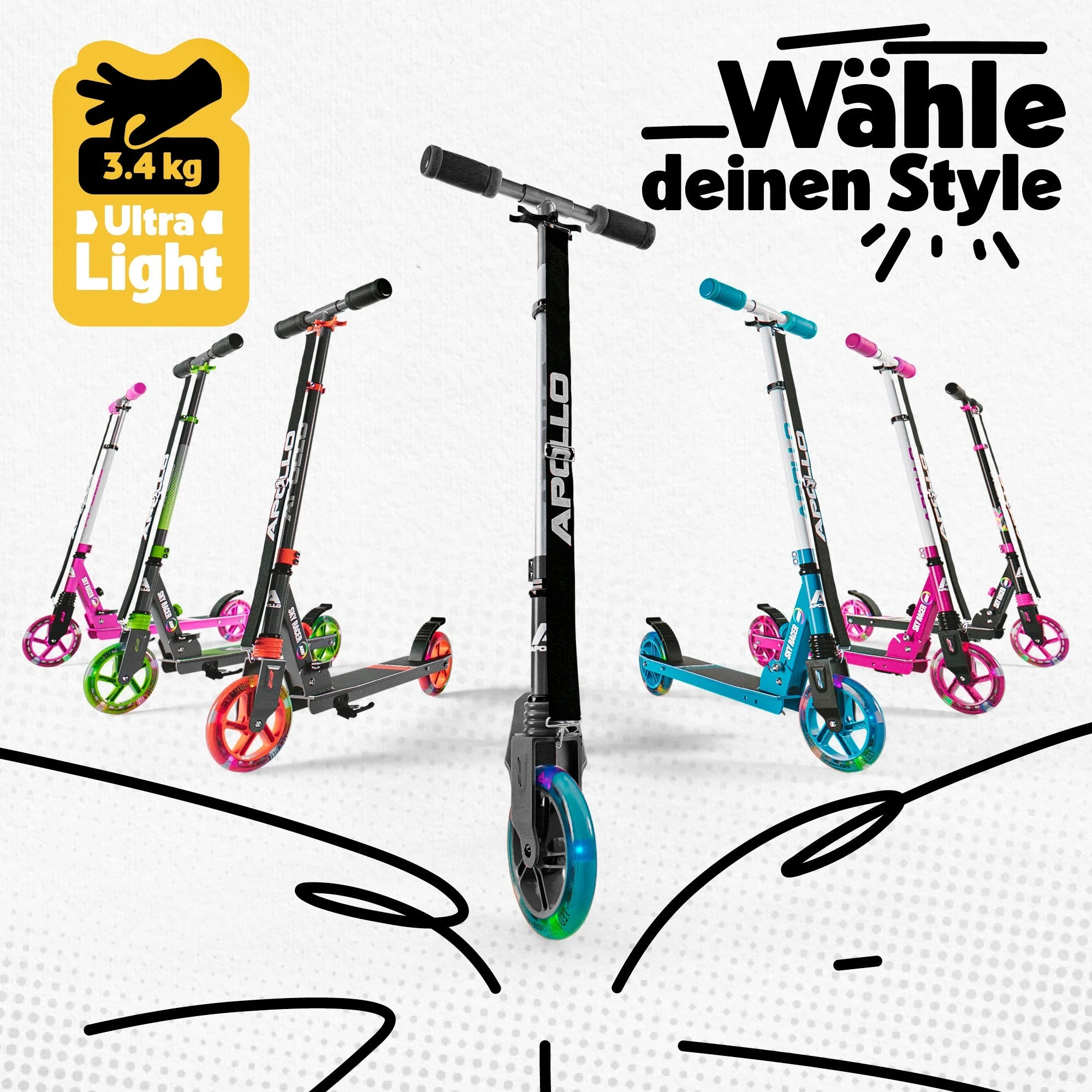 145mm City Scooter mit Federung "Skyracer" klappbar und höhenverstellbar - Image 57