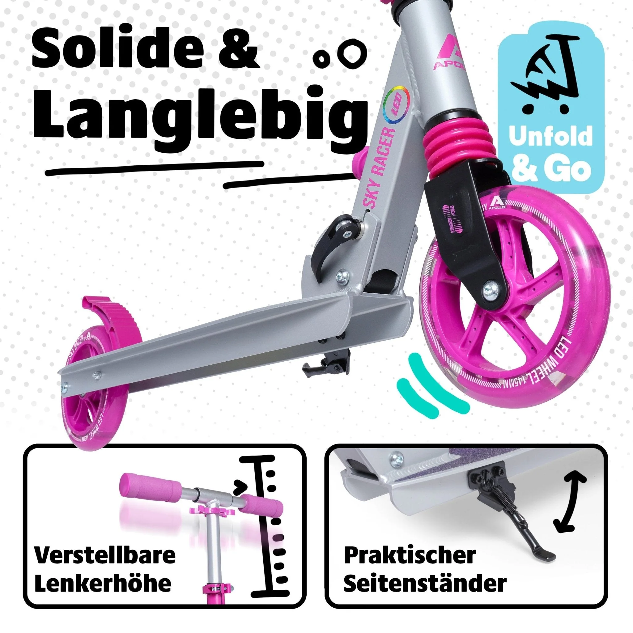 145mm City Scooter mit Federung "Skyracer" klappbar und höhenverstellbar - Image 60