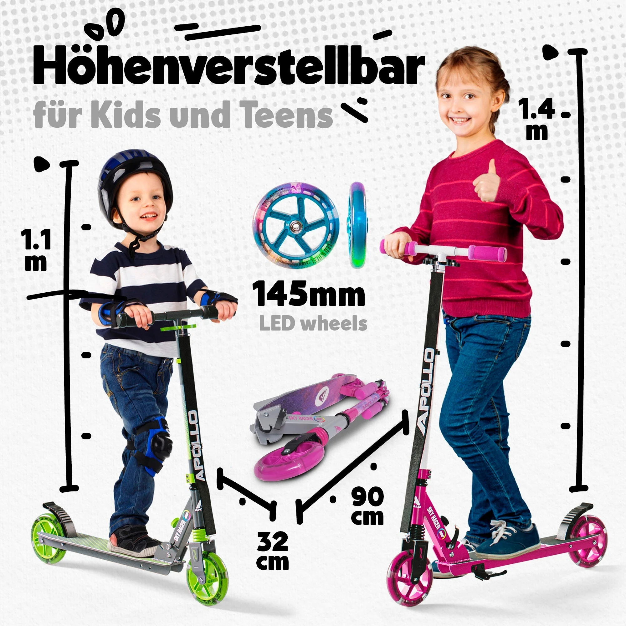 145mm City Scooter mit Federung "Skyracer" klappbar und höhenverstellbar - Image 64