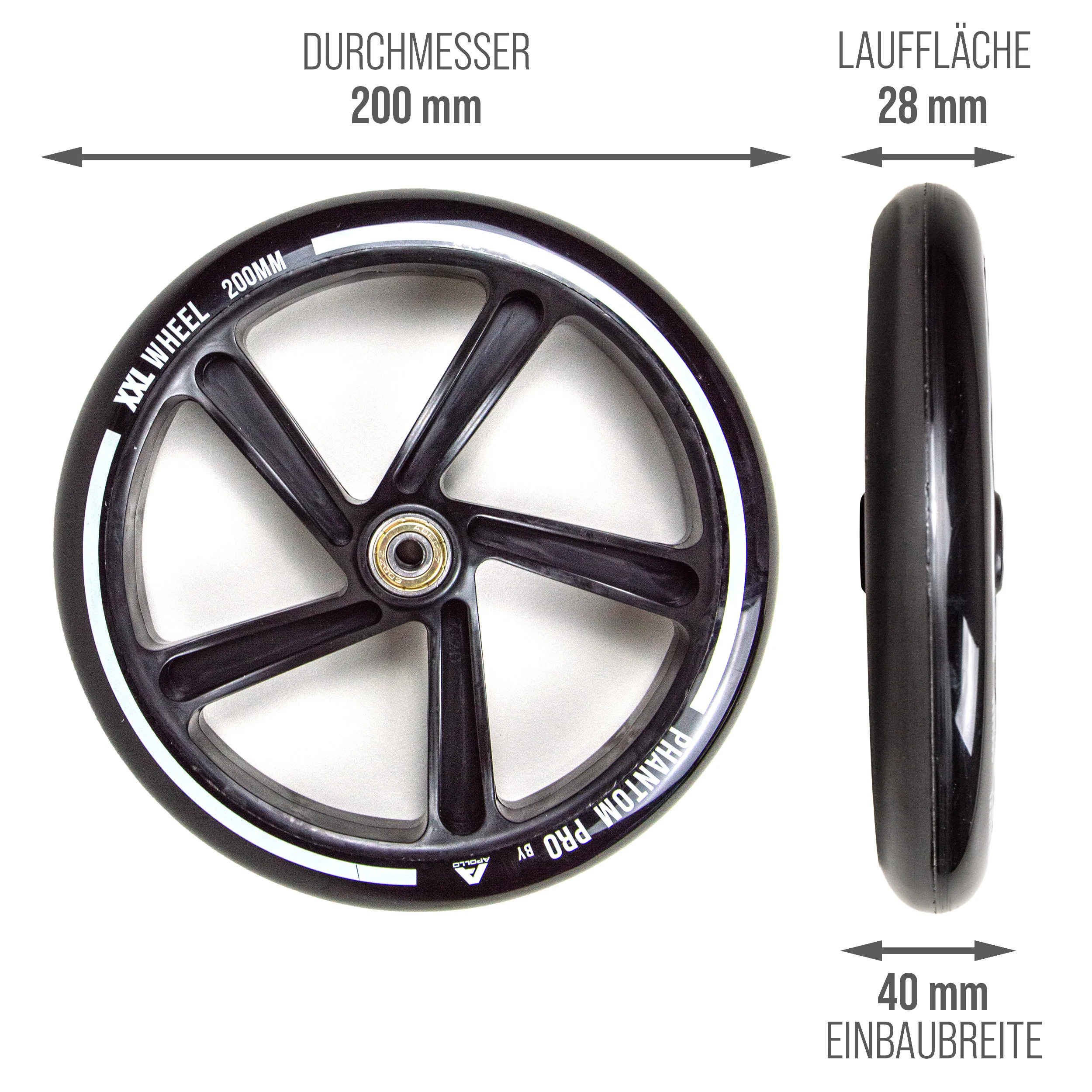 200 mm Ersatzräderset für City Scooter - Phantom / Spectre - Image 5