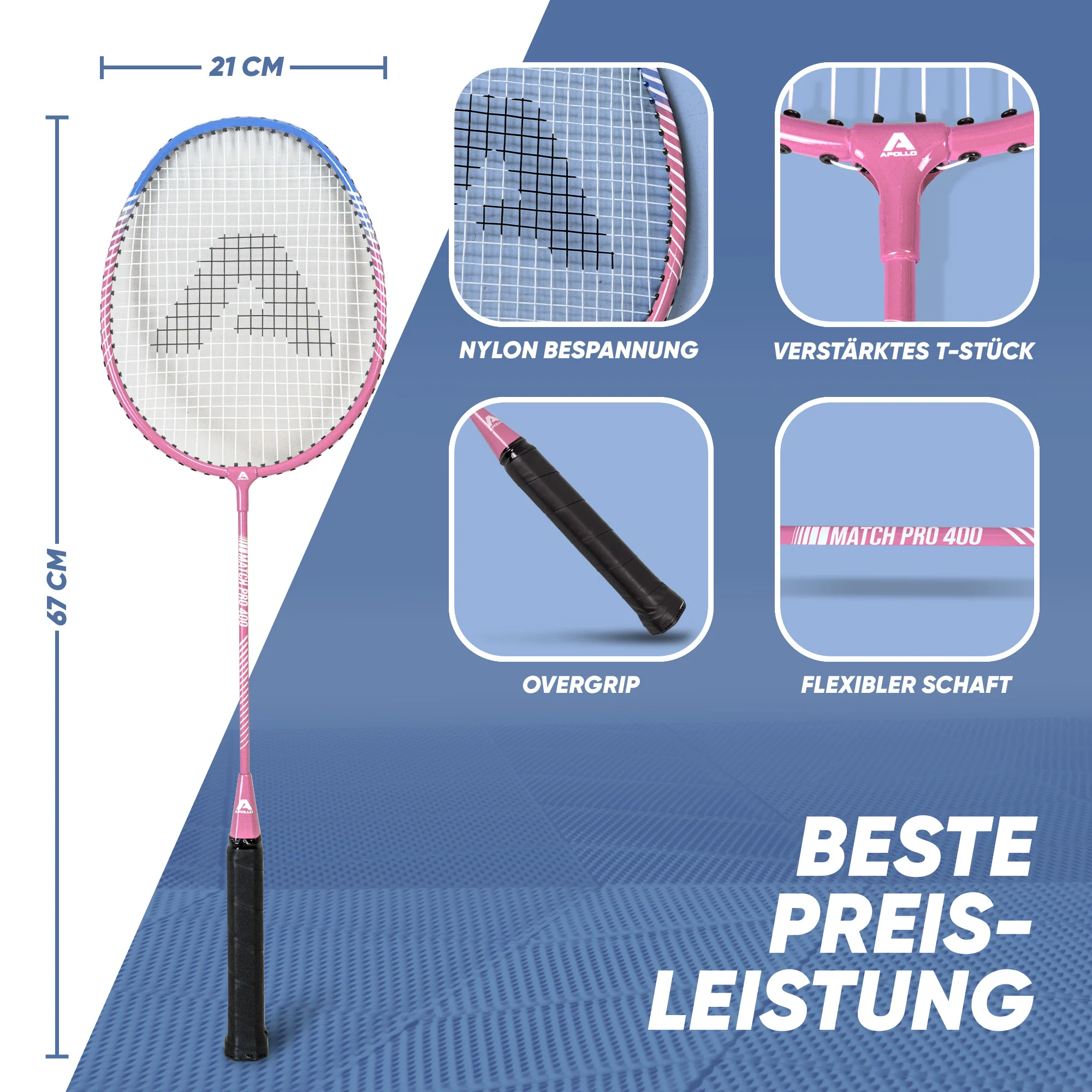 Badminton Set Match Pro 400 - inkl. Tasche, 2x Schläger, Bälle - Image 16