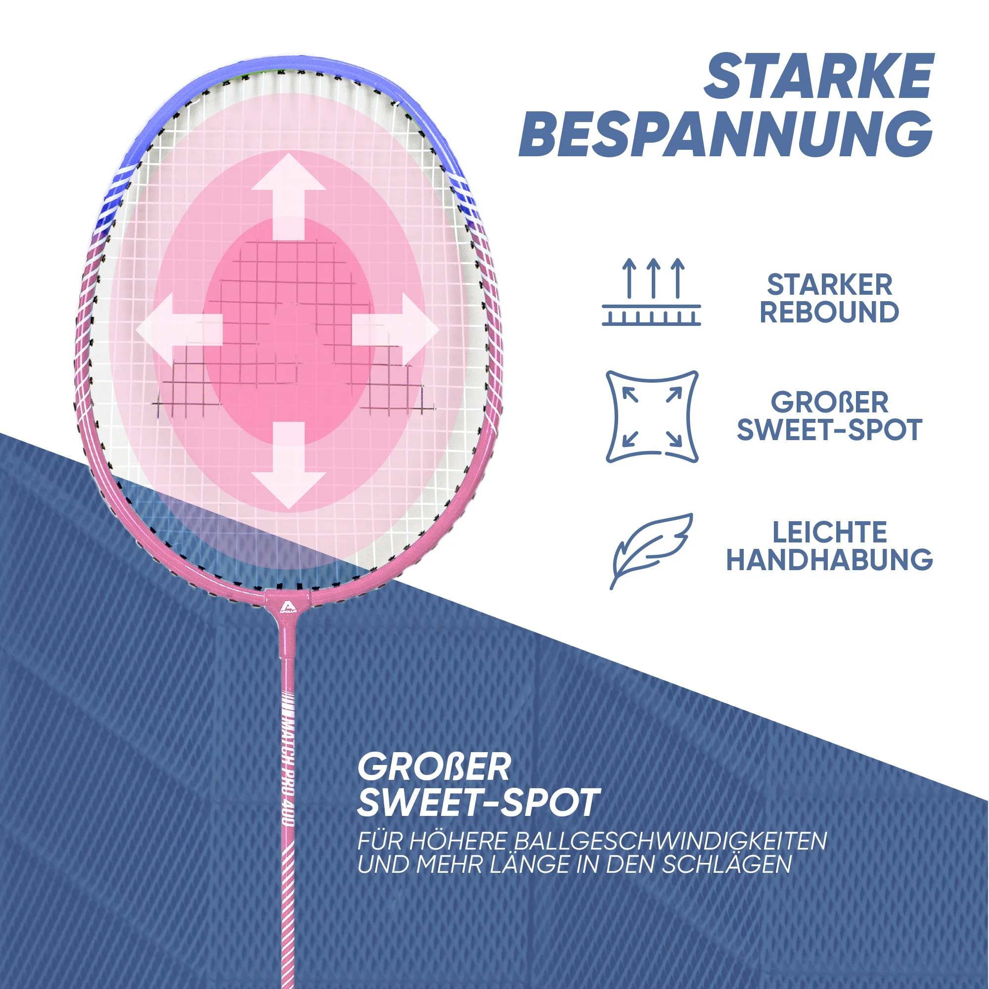 Badminton Set Match Pro 400 - inkl. Tasche, 2x Schläger, Bälle - Image 18