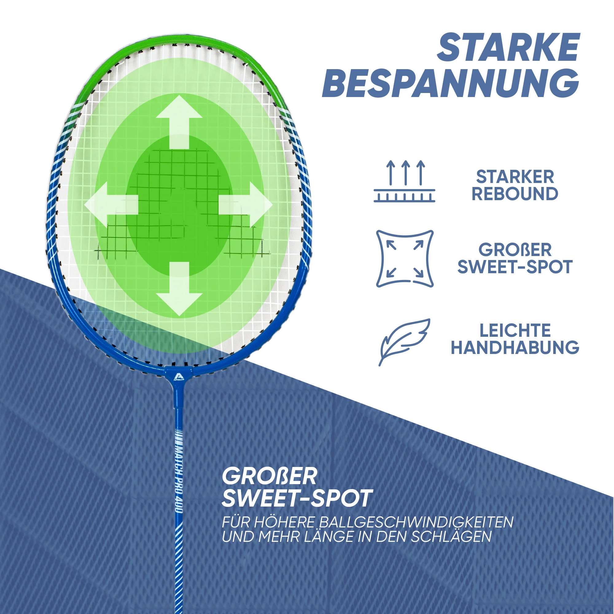 Badminton Set Match Pro 400 - inkl. Tasche, 2x Schläger, Bälle - Image 4