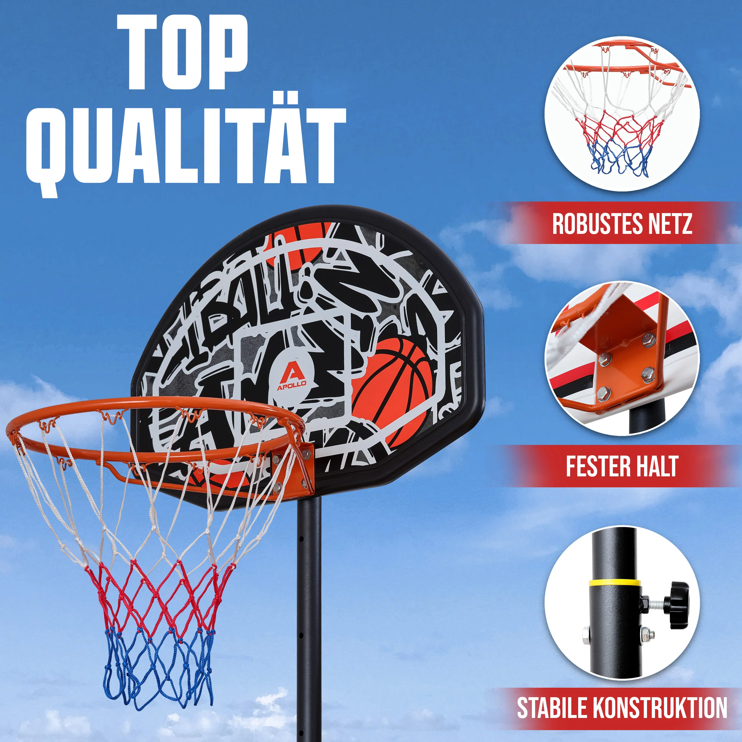 Apollo Basketballkorb mit Ständer und Rollen - Image 11