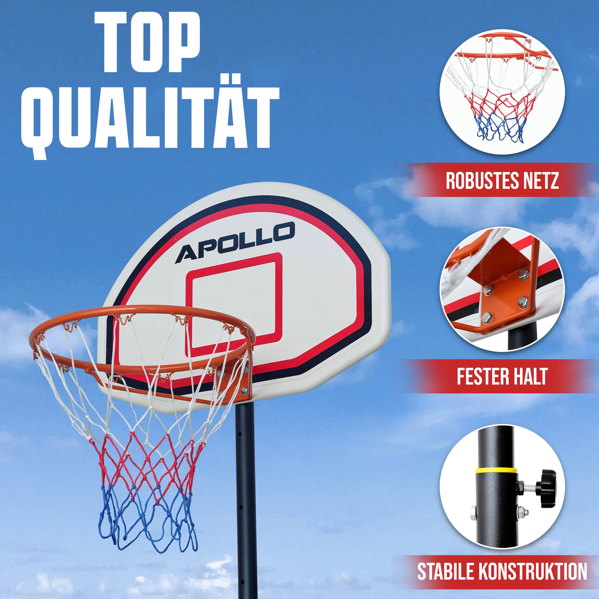 Apollo Basketballkorb mit Ständer und Rollen - Image 4