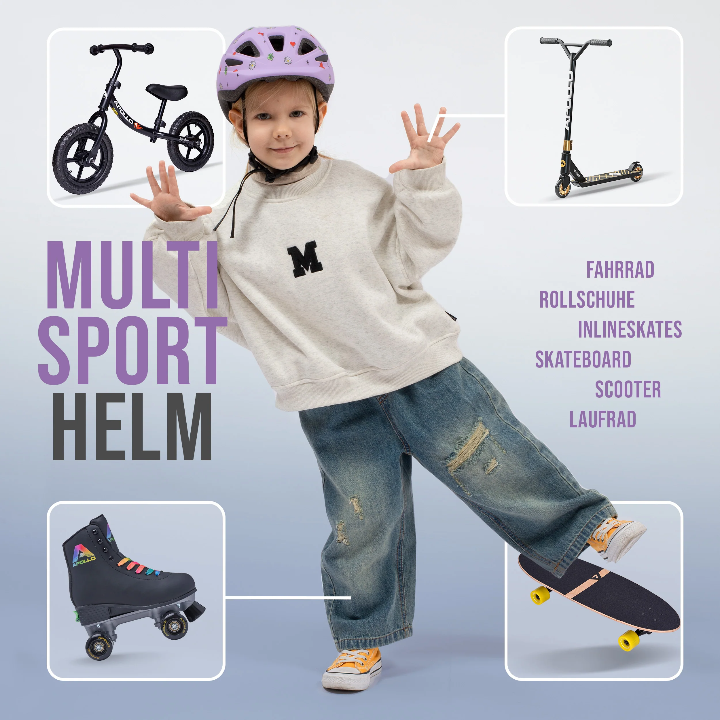 Apollo Kinder Fahrradhelm, Helm für Kinder & Jugendliche, Multisport Helm - Image 16