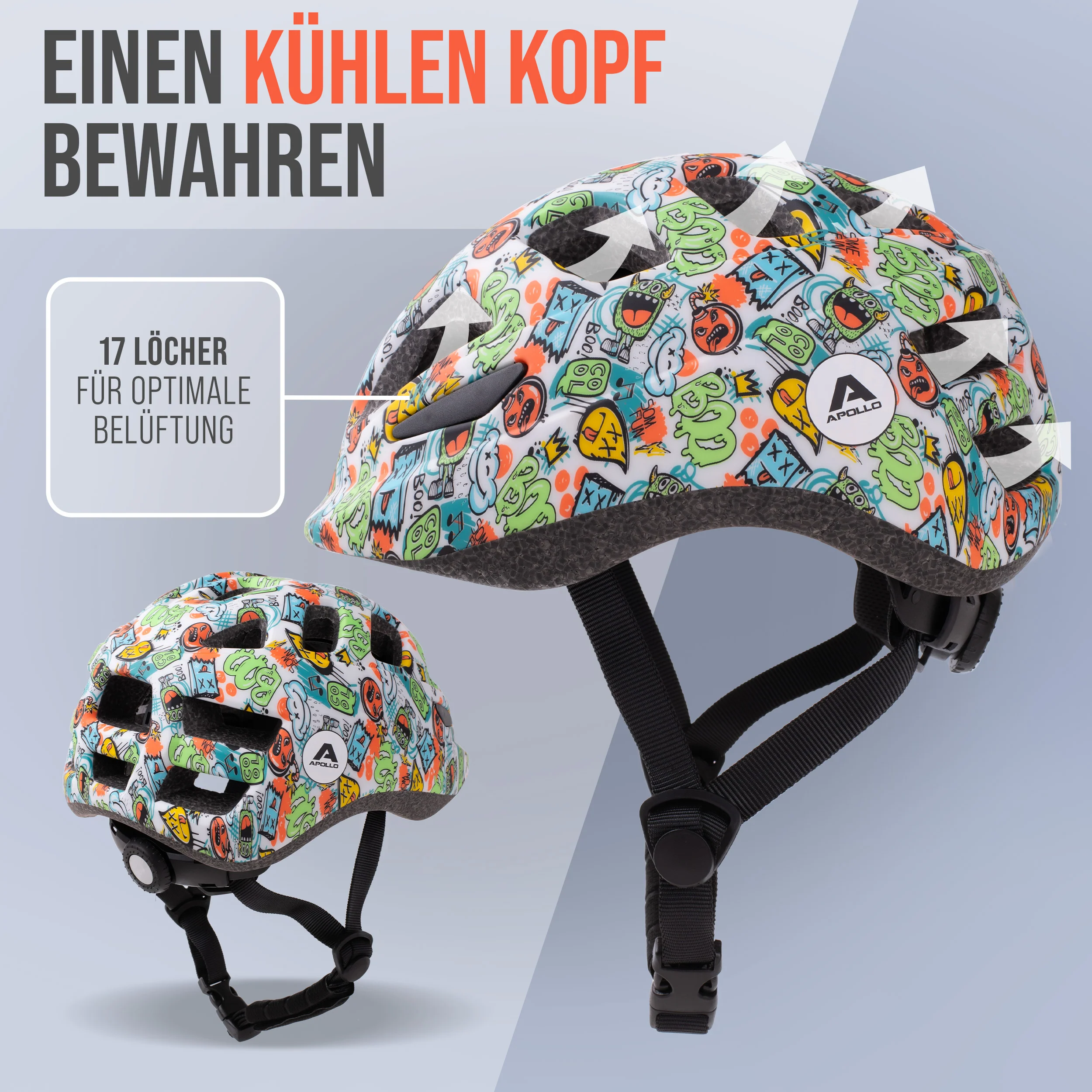 Apollo Kinder Fahrradhelm, Helm für Kinder & Jugendliche, Multisport Helm - Image 33