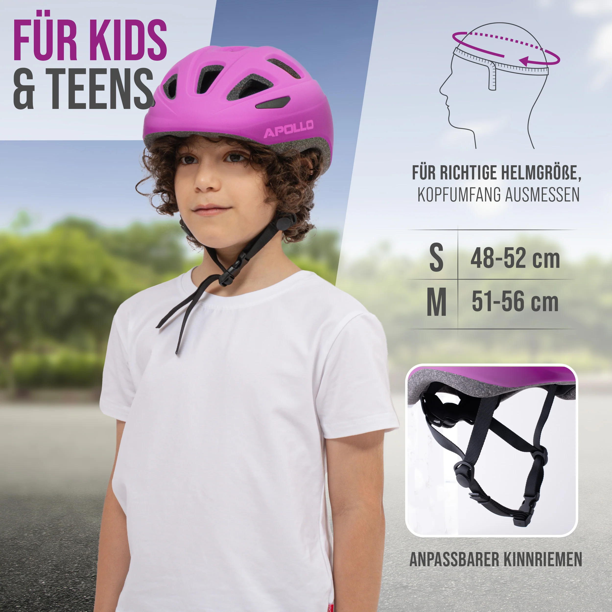 Apollo Kinder Fahrradhelm, Helm für Kinder & Jugendliche, Multisport Helm - Image 40