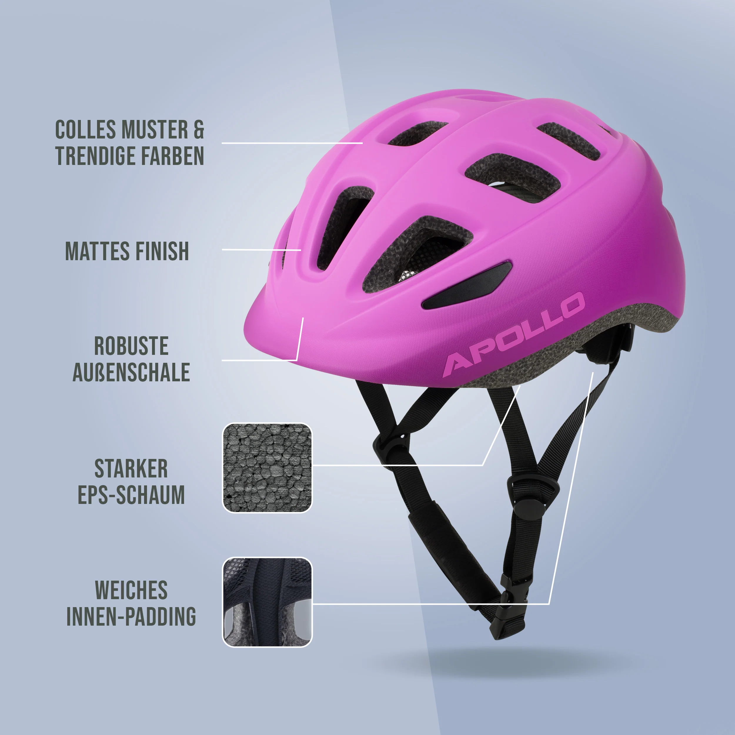 Apollo Kinder Fahrradhelm, Helm für Kinder & Jugendliche, Multisport Helm - Image 41