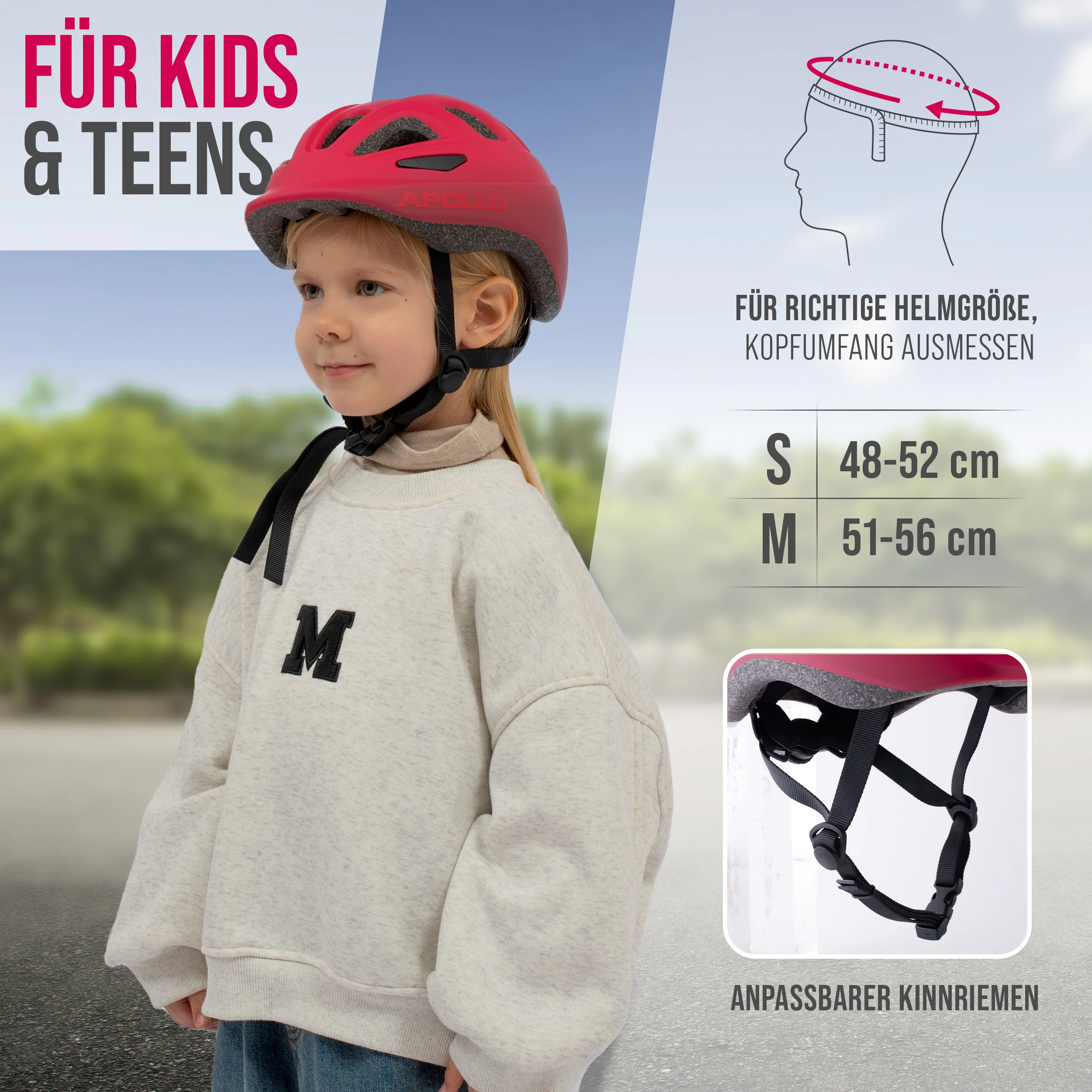 Apollo Kinder Fahrradhelm, Helm für Kinder & Jugendliche, Multisport Helm - Image 48