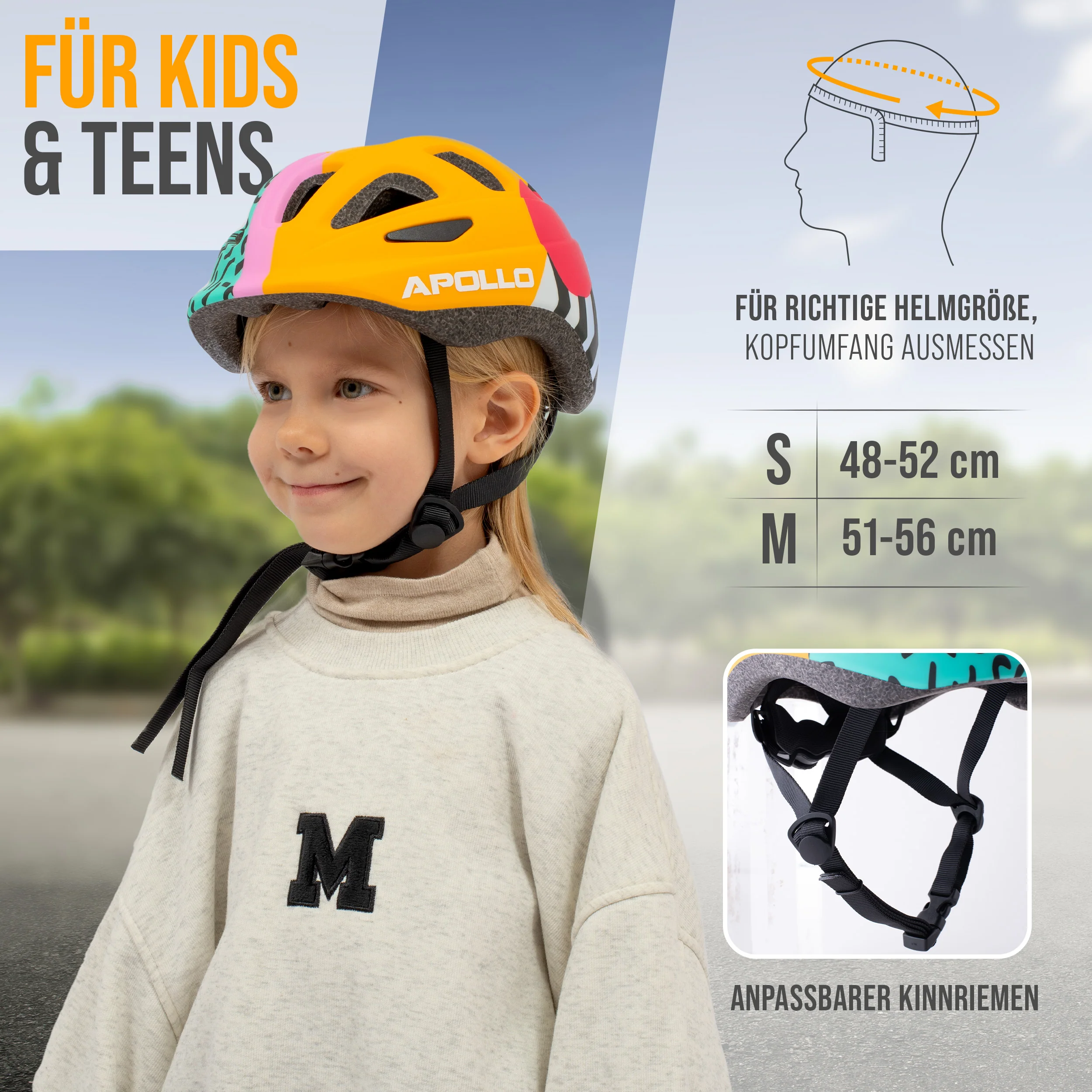 Apollo Kinder Fahrradhelm, Helm für Kinder & Jugendliche, Multisport Helm - Image 6