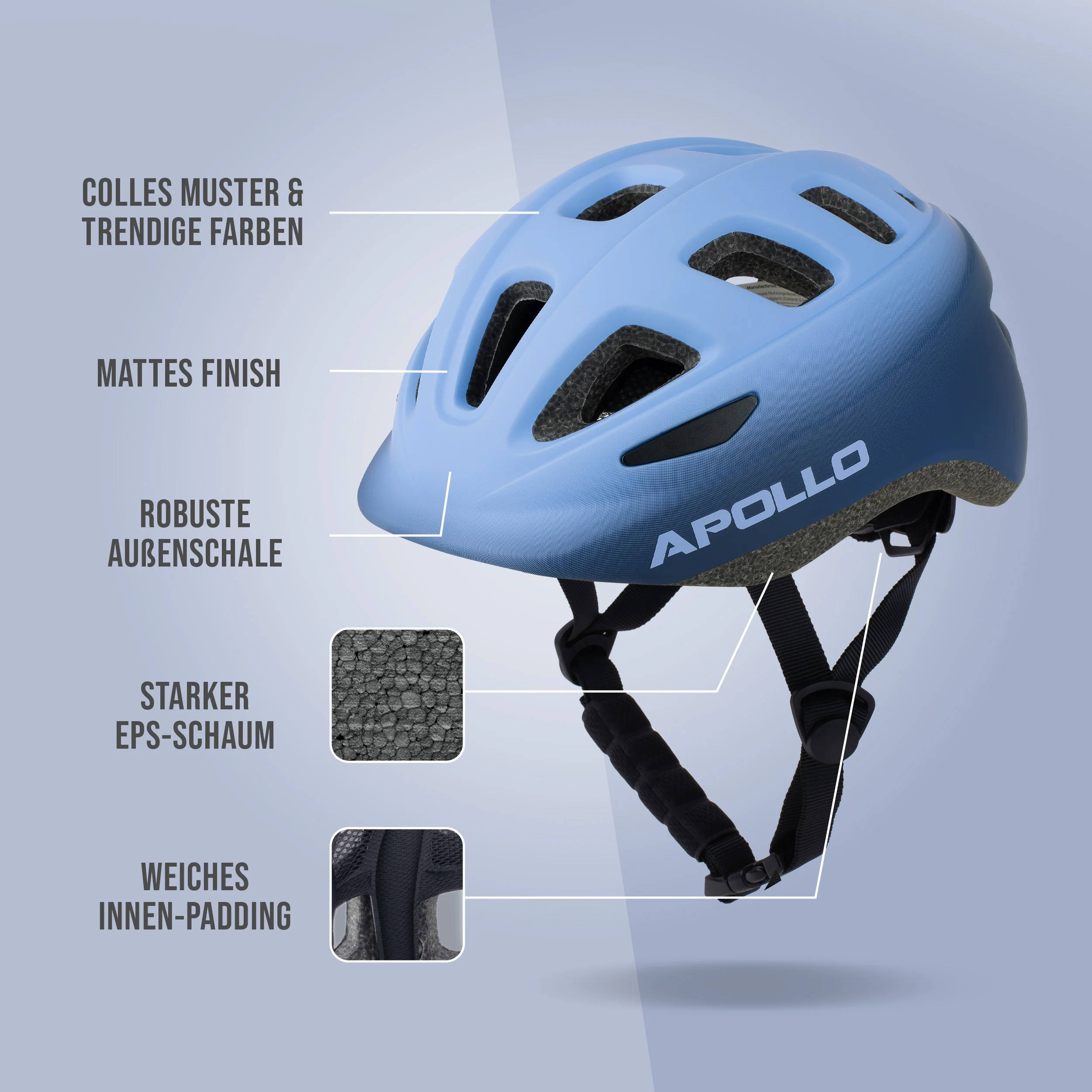 Apollo Kinder Fahrradhelm, Helm für Kinder & Jugendliche, Multisport Helm - Image 62