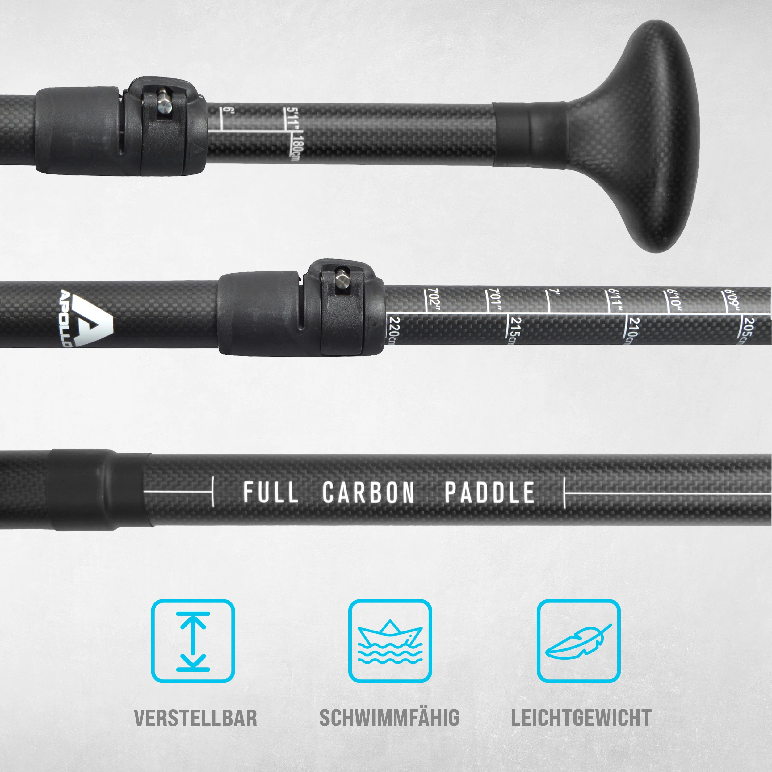 Apollo SUP Paddel - 3 teiliges Stechpaddel aus Carbon und Fiberglas - Image 5