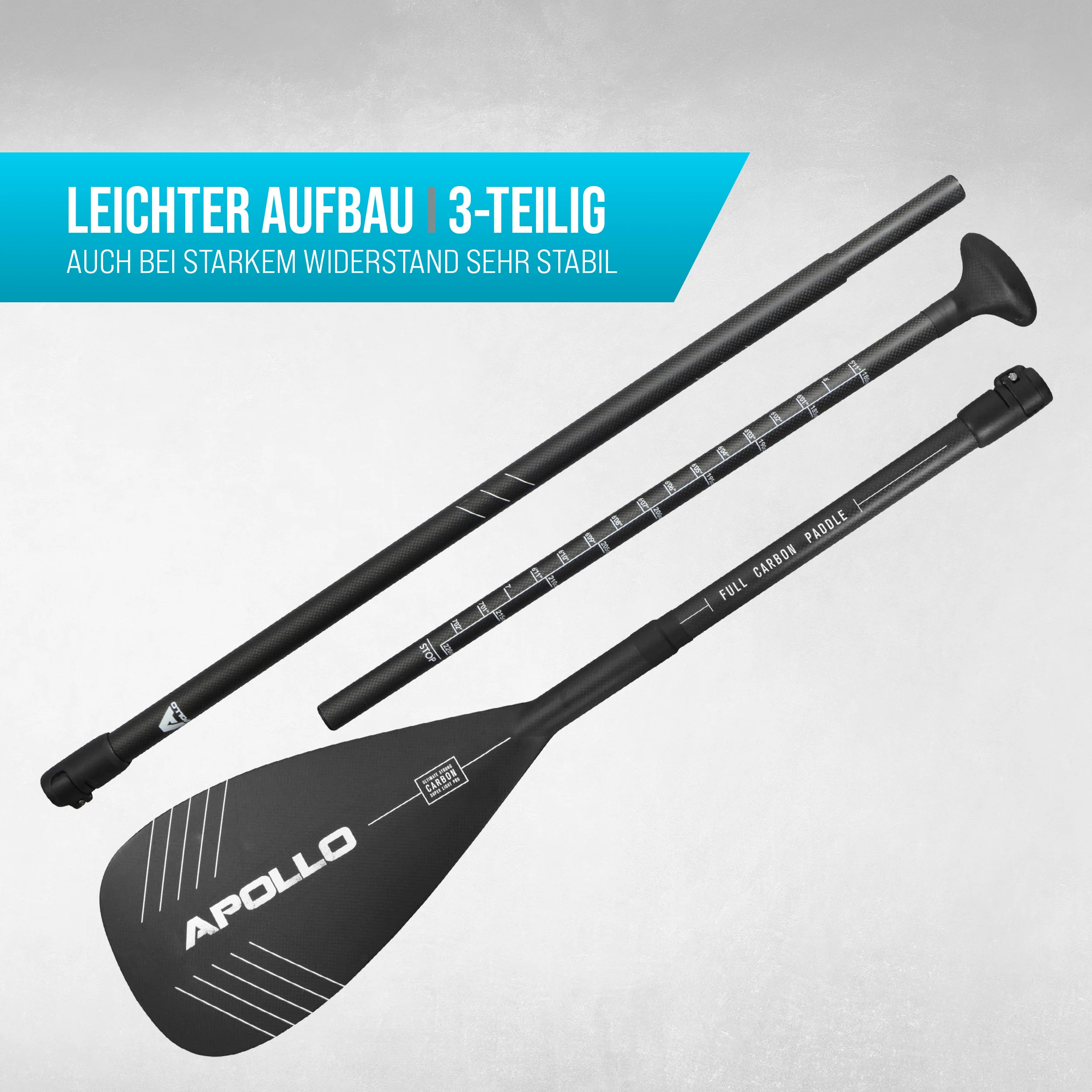 Apollo SUP Paddel - 3 teiliges Stechpaddel aus Carbon und Fiberglas - Image 6