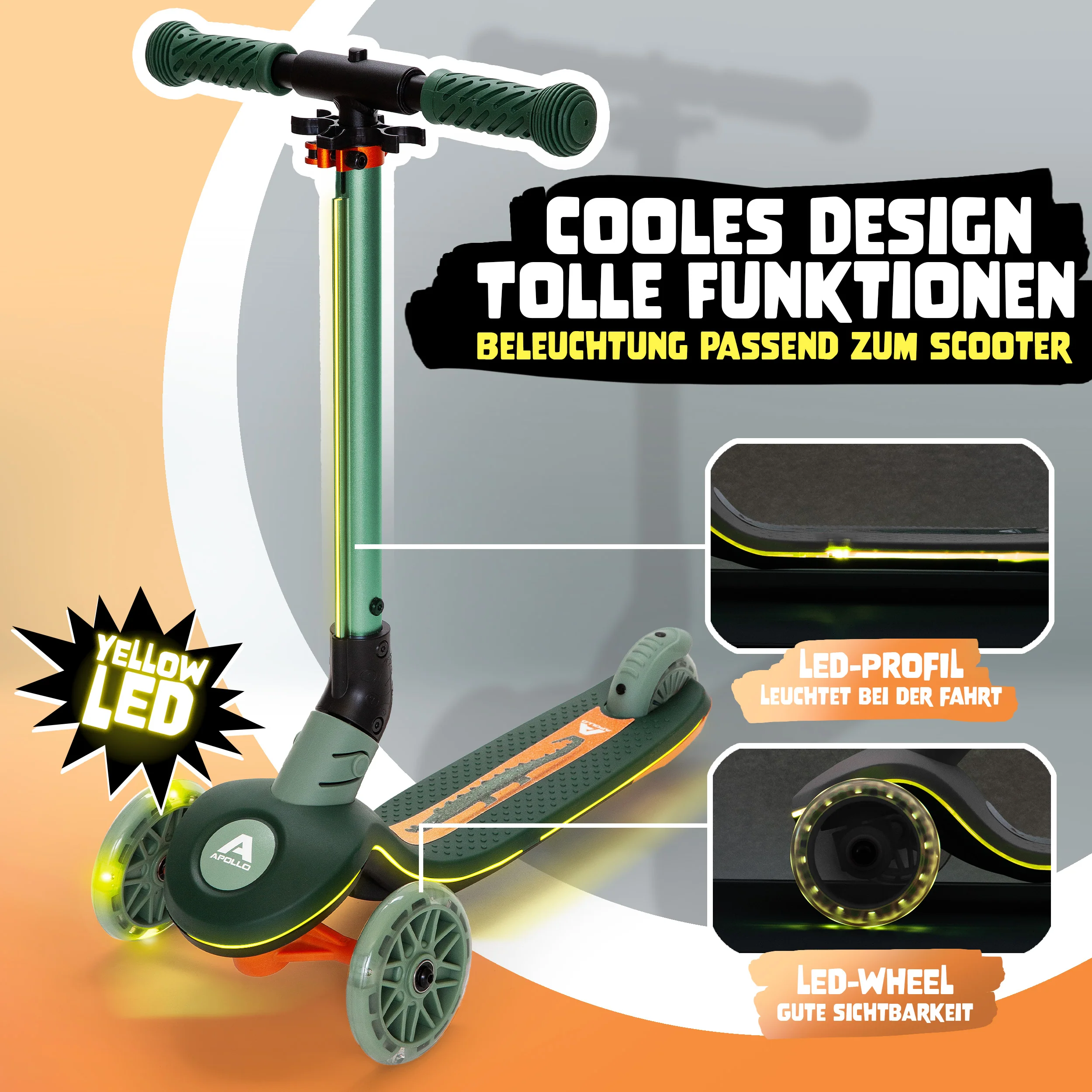 Apollo Whizzie LED Kinderroller, höhenverstellbarer Dreiradscooter für Kinder ab 3 Jahre - Image 12
