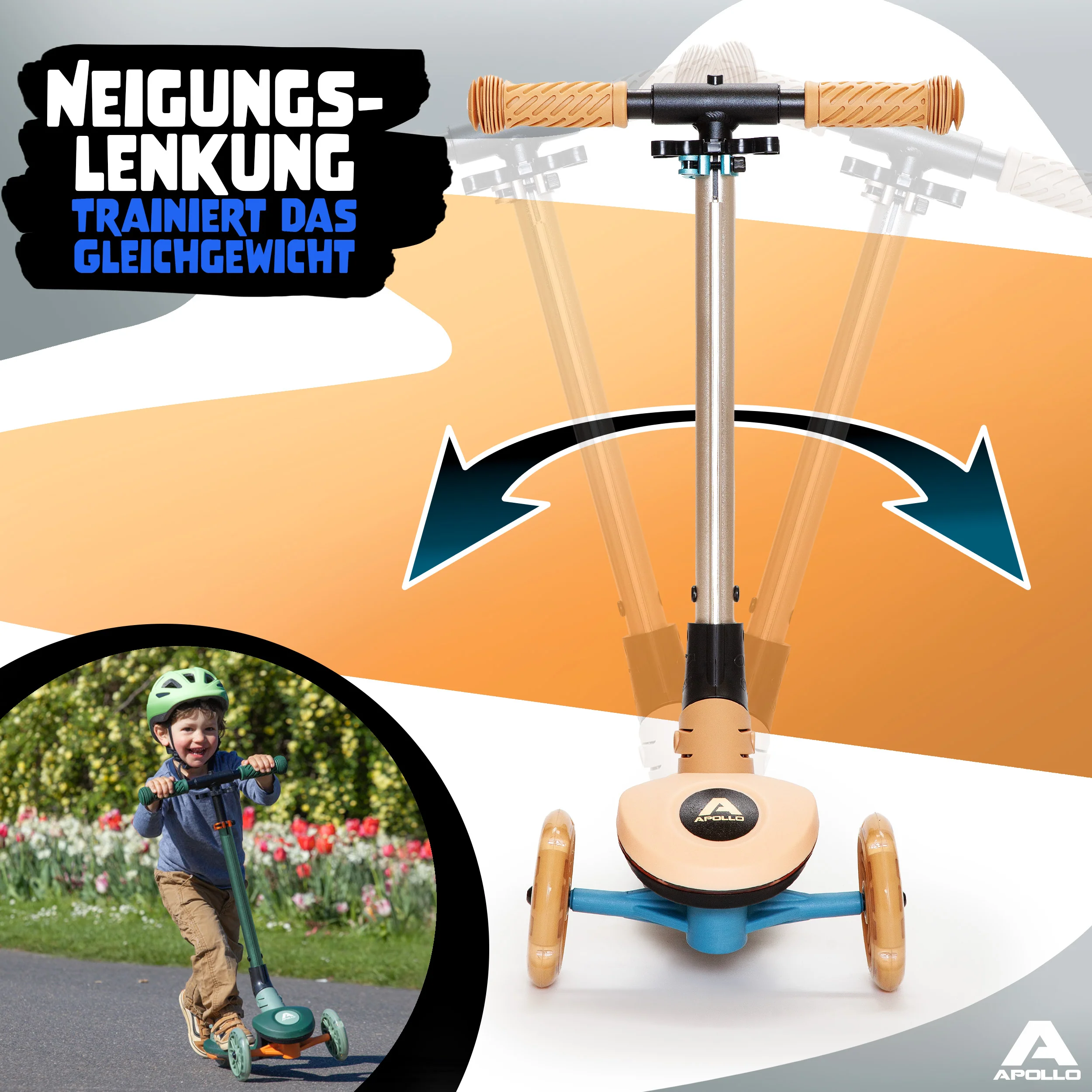 Apollo Whizzie LED Kinderroller, höhenverstellbarer Dreiradscooter für Kinder ab 3 Jahre - Image 3