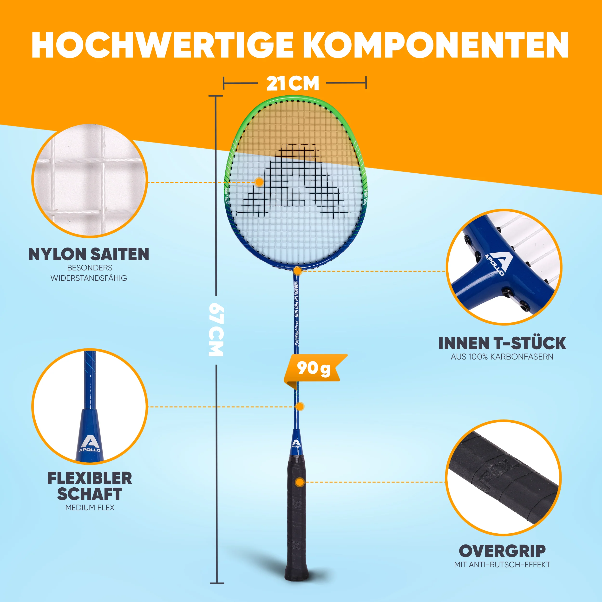 Badminton Set Match Pro 800 - inkl. Tasche, 2x Schläger, Bälle - Image 9