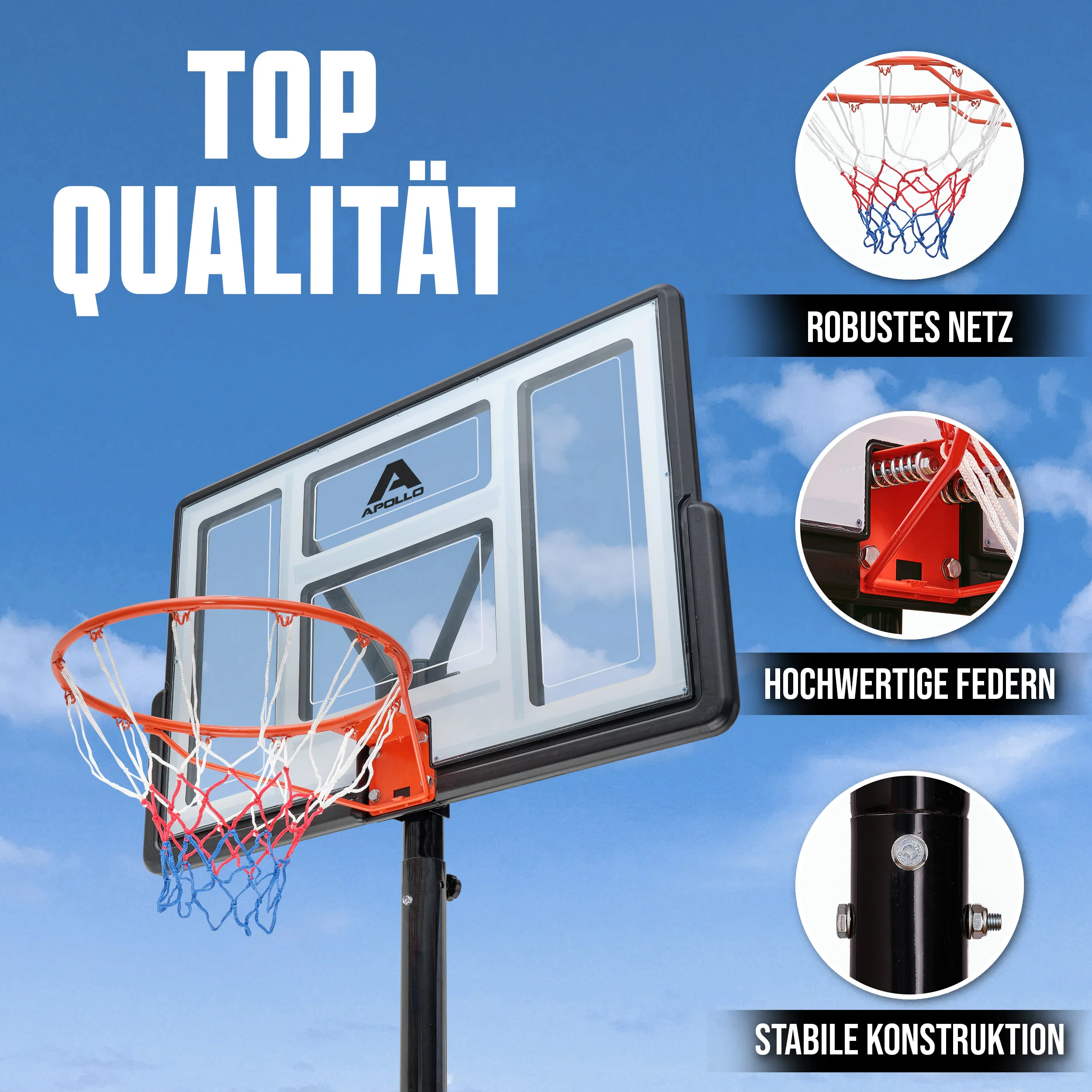 Basketballkorb mit Ständer, Rollen, Basketball und Pumpe - Image 3