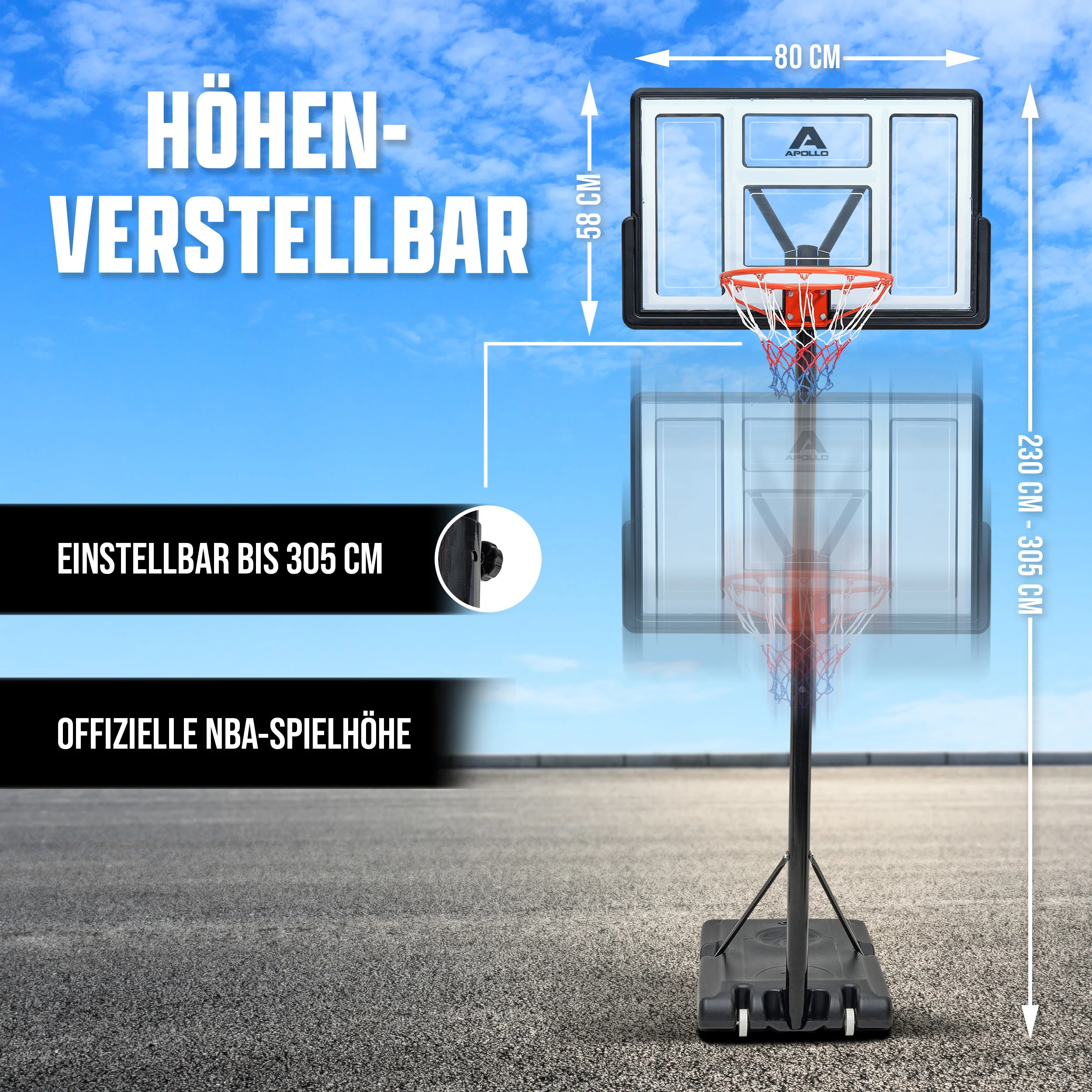 Basketballkorb mit Ständer, Rollen, Basketball und Pumpe - Image 4