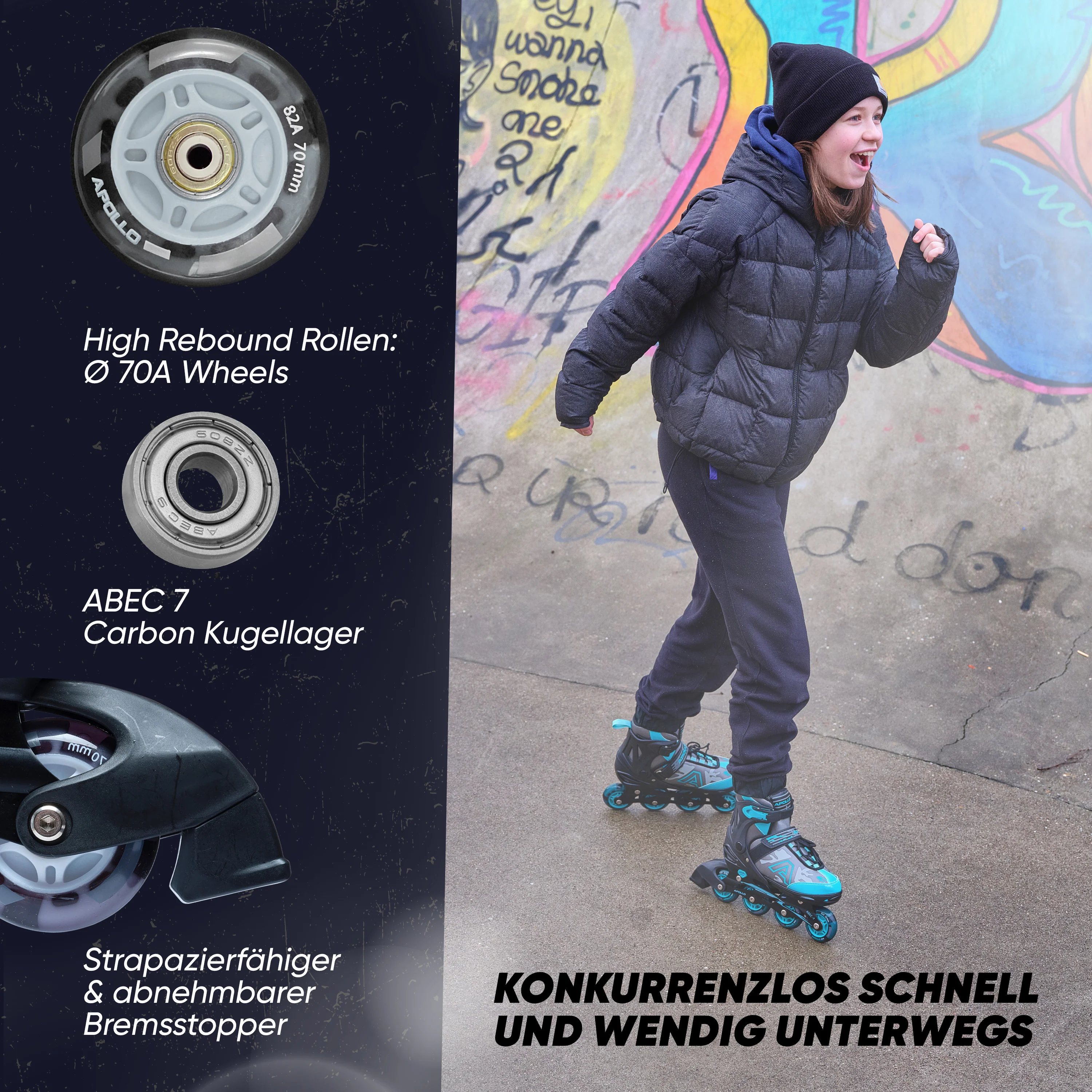 Champion Adjustable Inline Skate (Schwarz) - Image 5