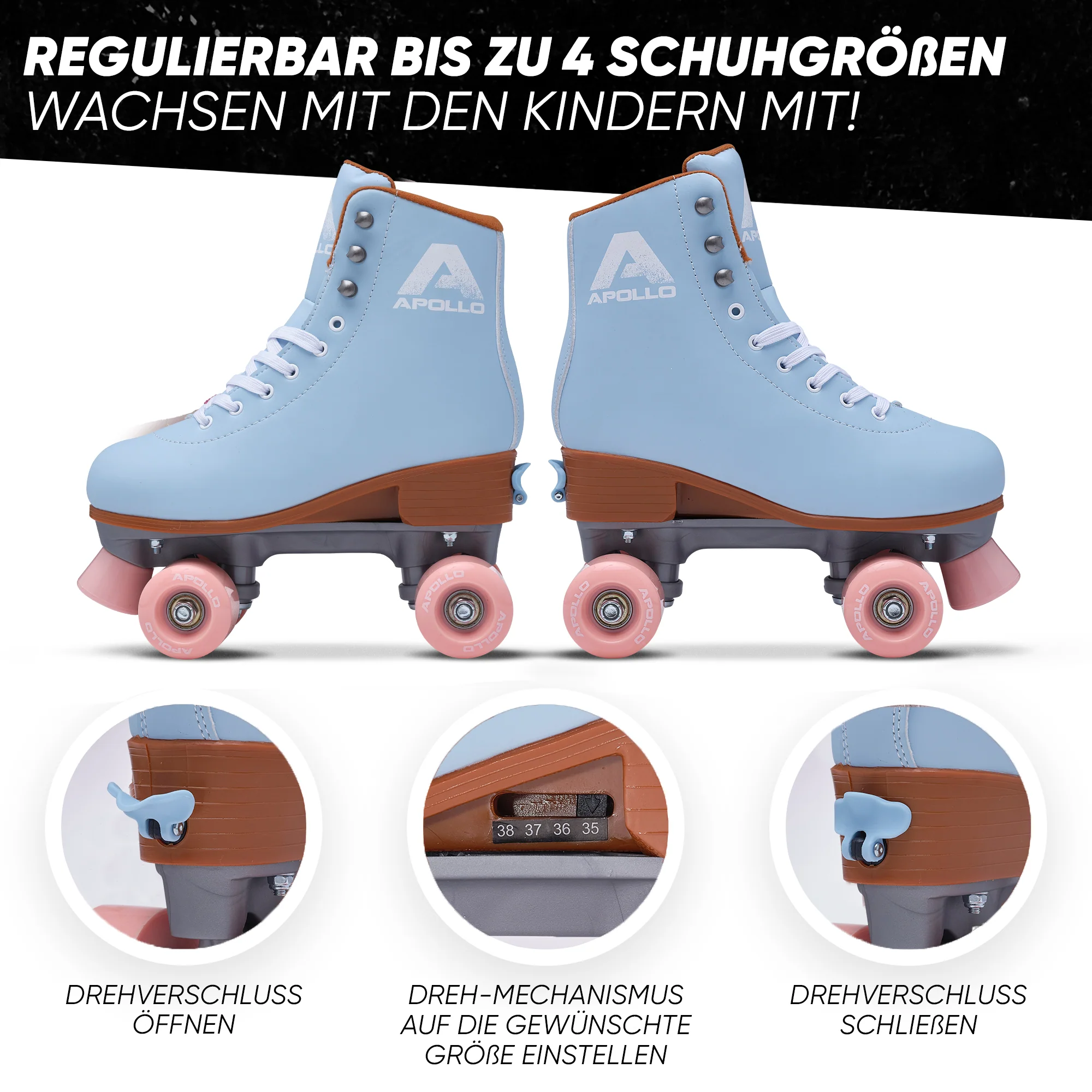 Classic Roller Rollschuhe für Kinder und Erwachsene - Nightfever blue - Image 3