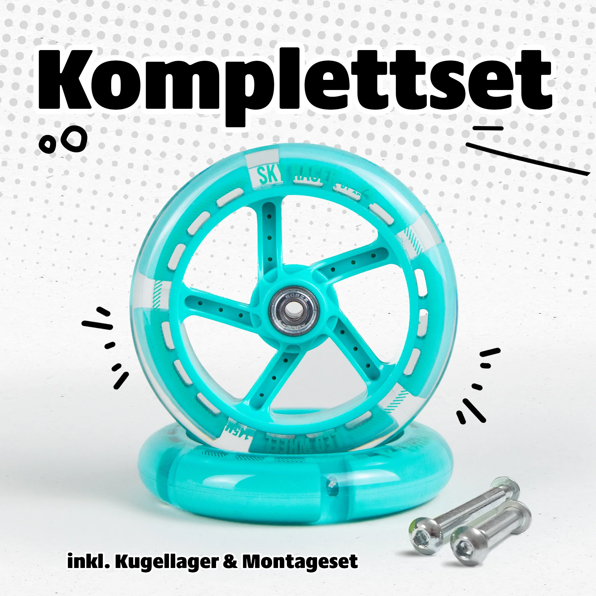 Ersatzräderset für Skyracer - 145 mm Wheel Set - von Apollo - Image 9