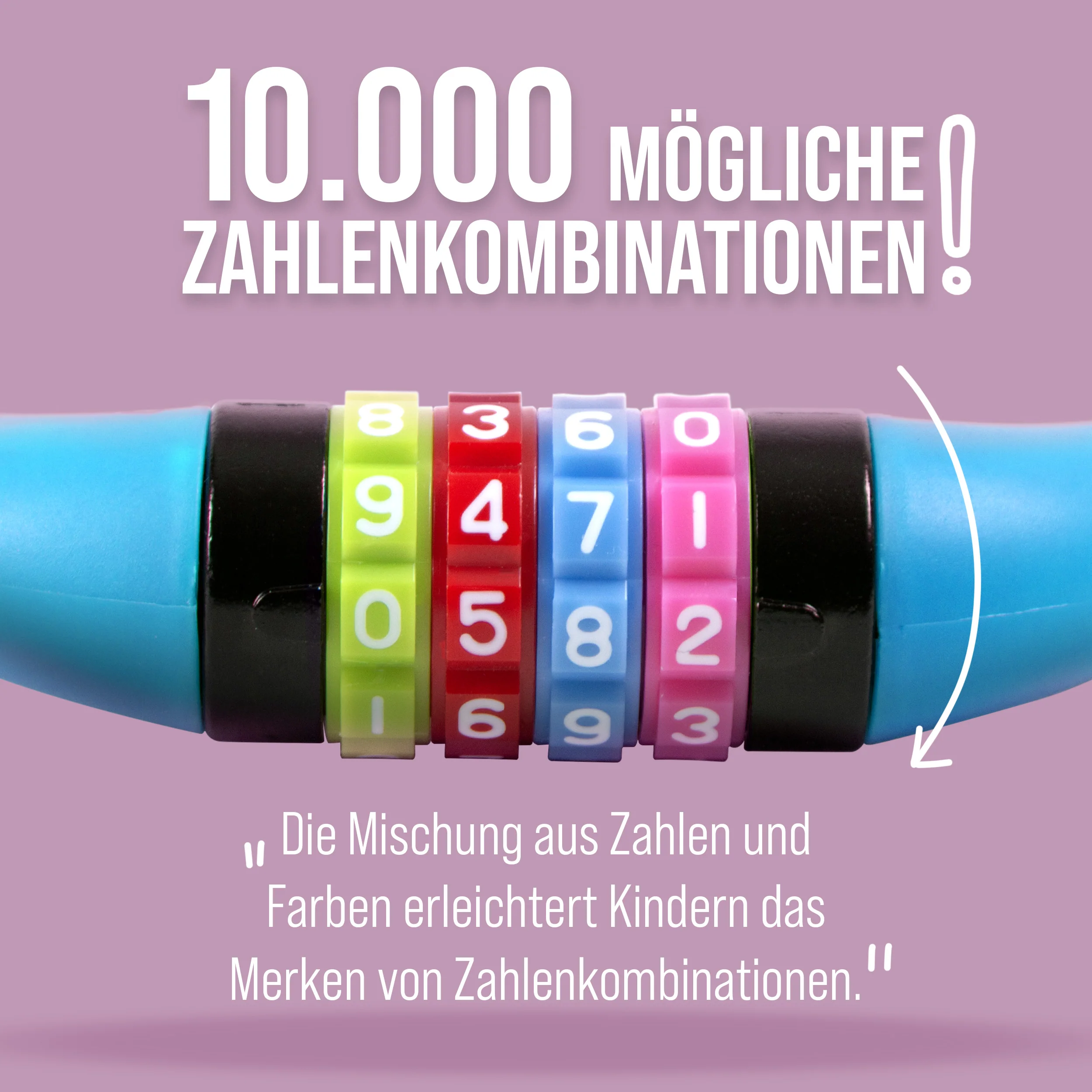 Fahrradschloss mit Zahlen für Kinder, 10x650 mm, Scooter Schloss,Zahlenschloss - Image 10
