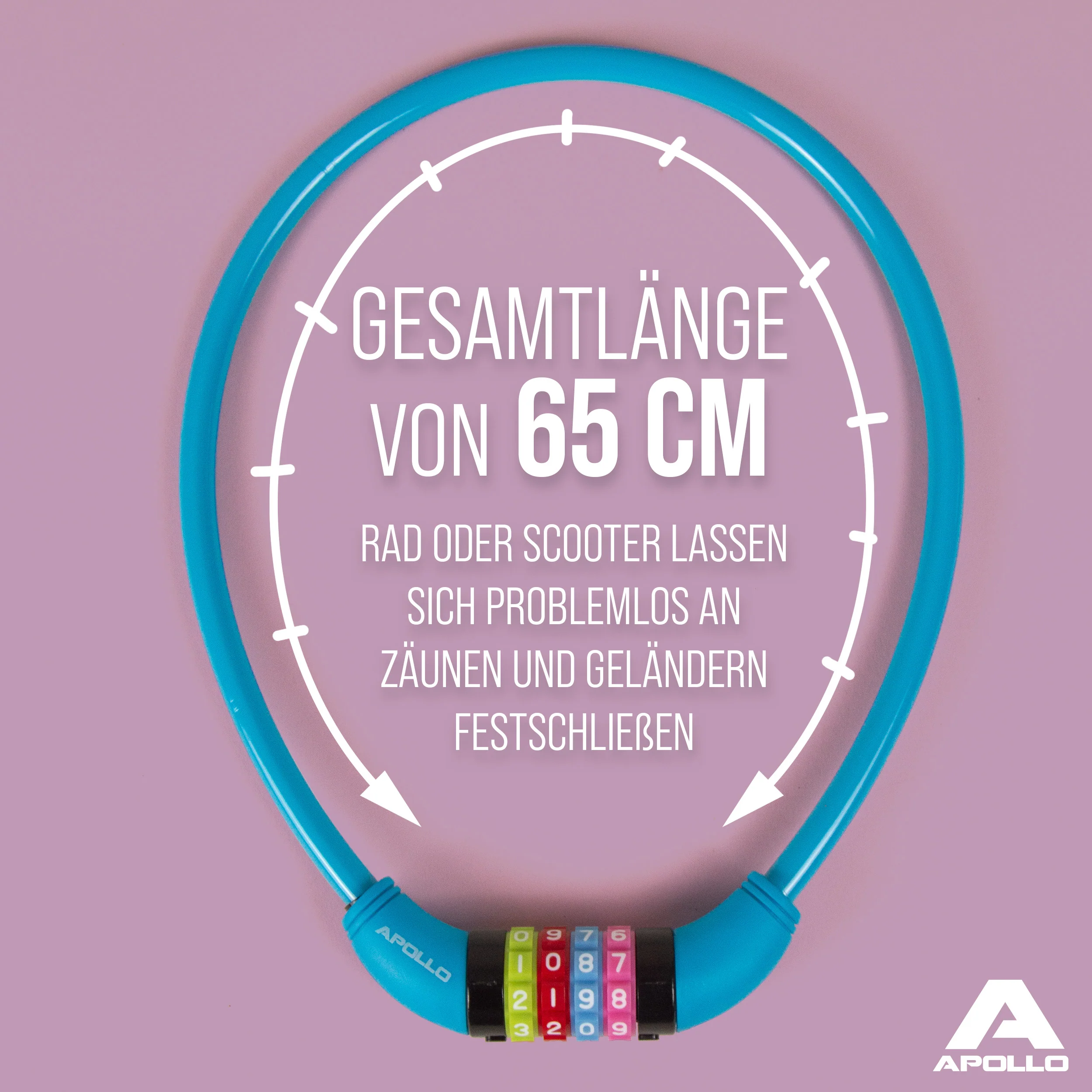 Fahrradschloss mit Zahlen für Kinder, 10x650 mm, Scooter Schloss,Zahlenschloss - Image 13