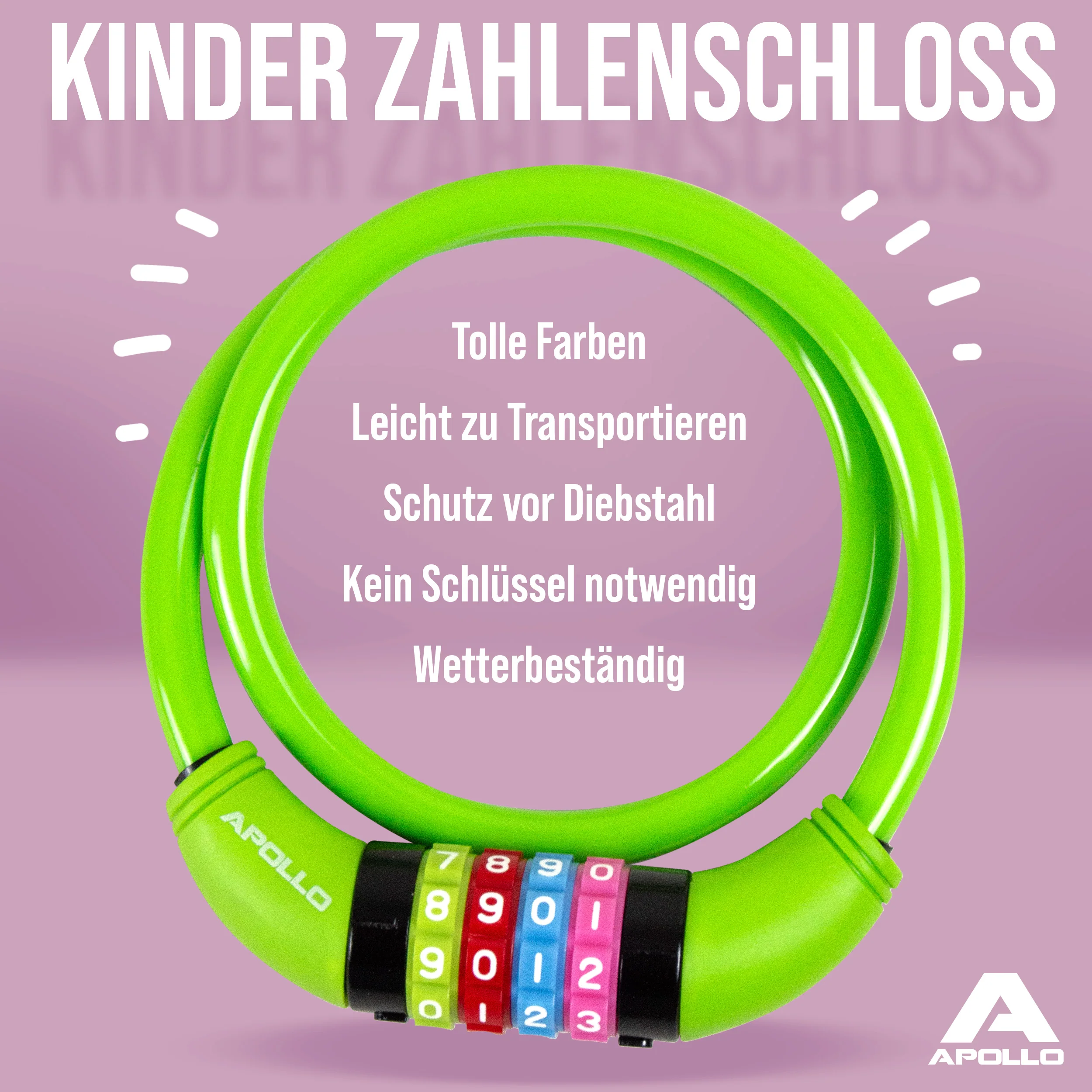 Fahrradschloss mit Zahlen für Kinder, 10x650 mm, Scooter Schloss,Zahlenschloss - Image 17