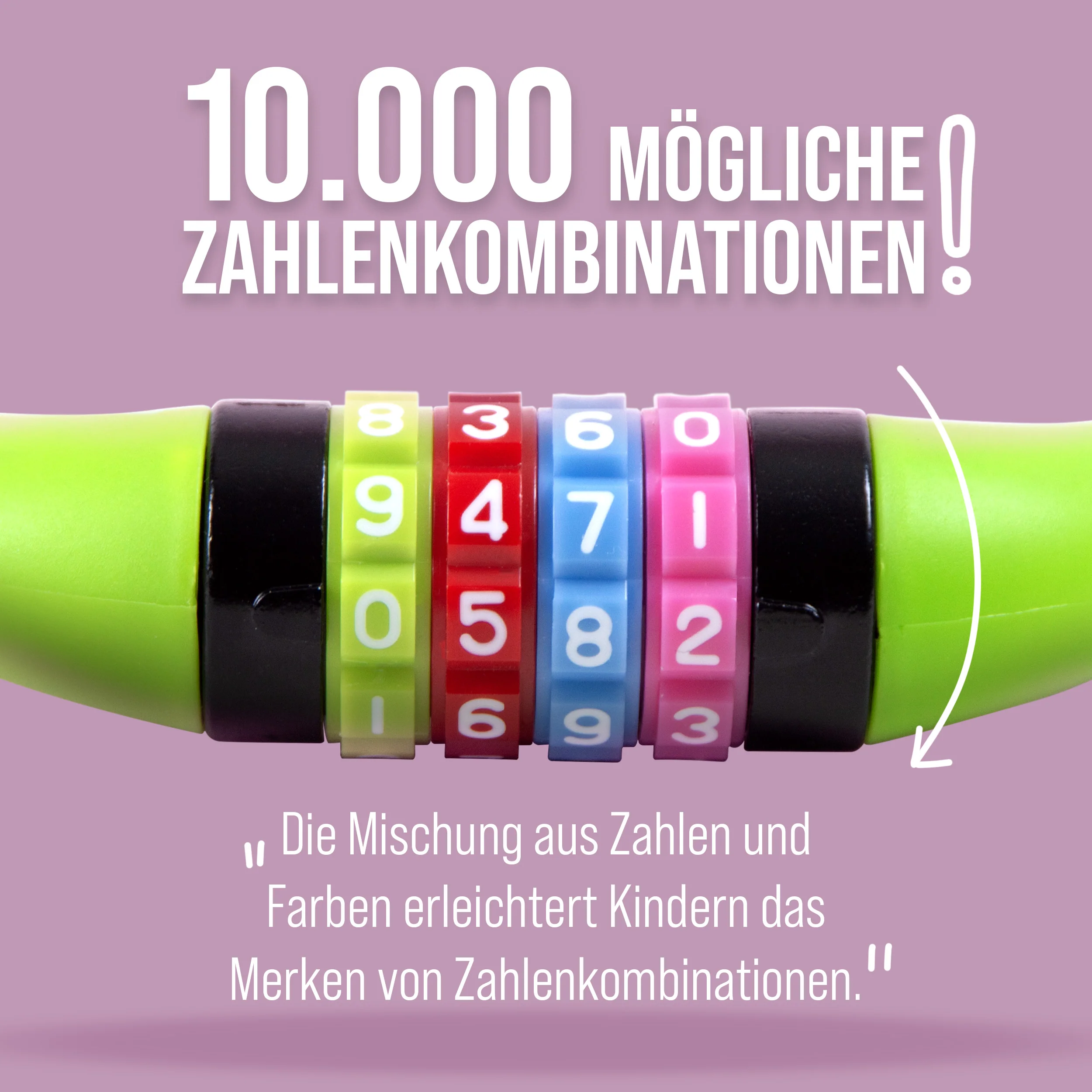 Fahrradschloss mit Zahlen für Kinder, 10x650 mm, Scooter Schloss,Zahlenschloss - Image 18