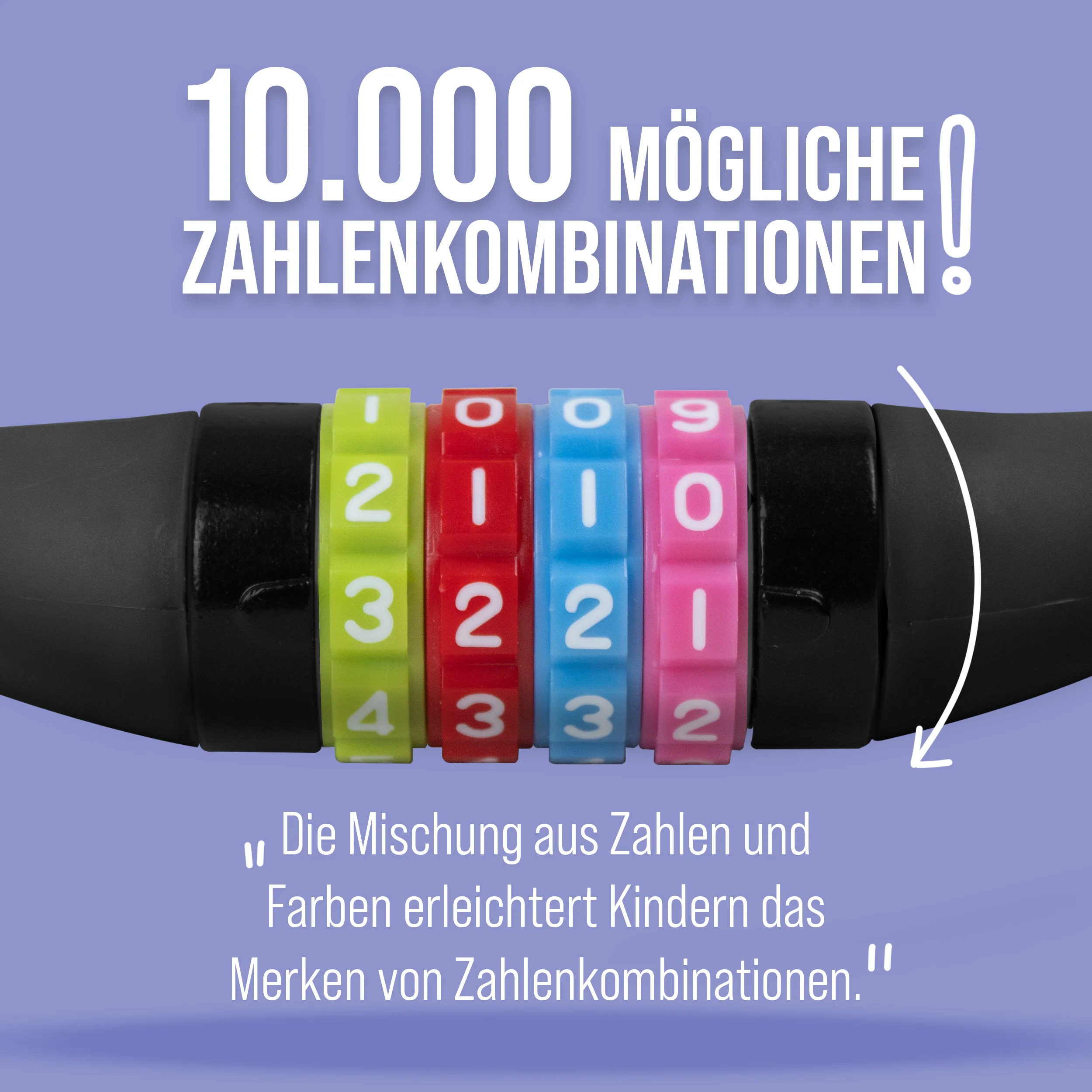 Fahrradschloss mit Zahlen für Kinder, 10x650 mm, Scooter Schloss,Zahlenschloss - Image 4
