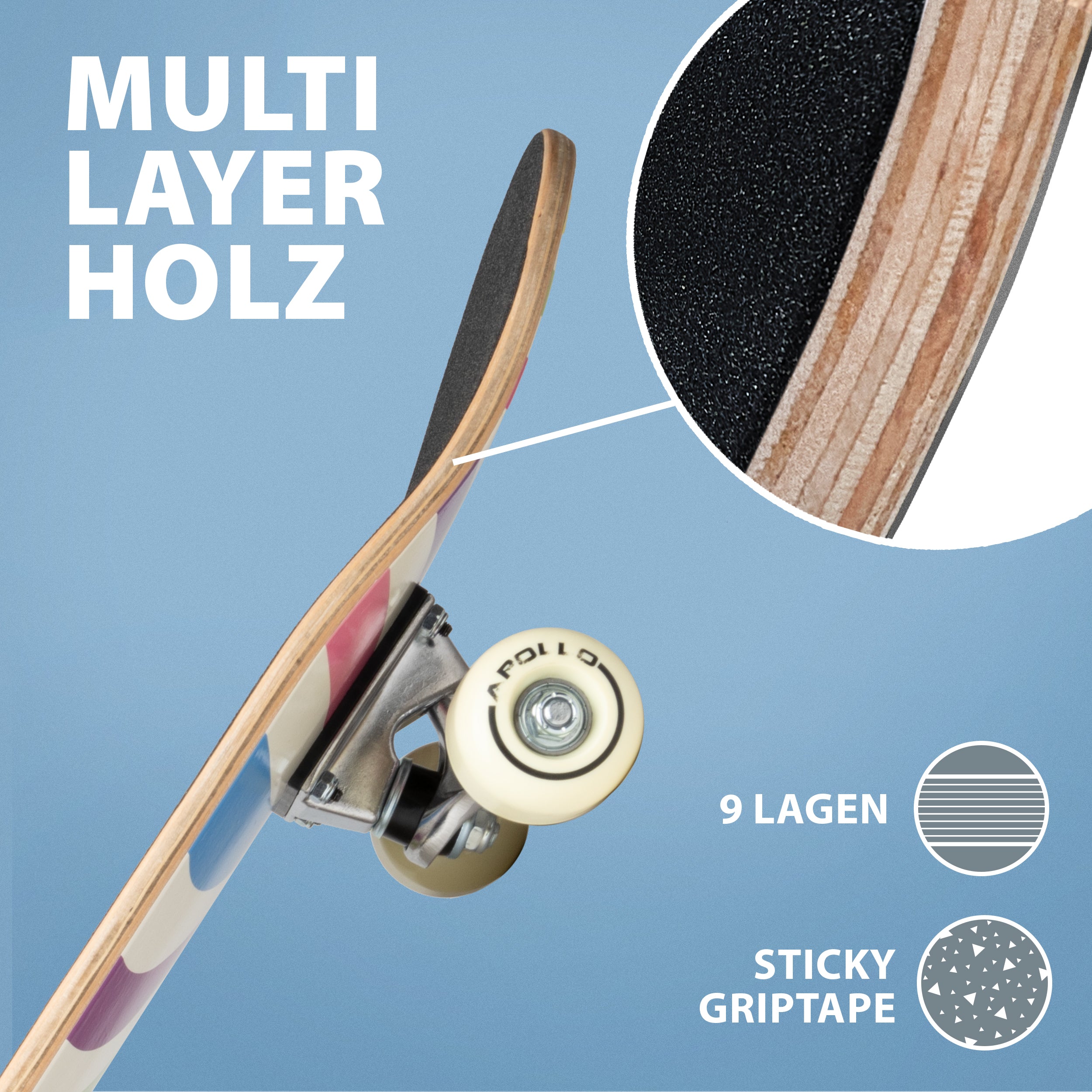 Kinder Skateboard - Retro Colors - 71 cm - Image 5