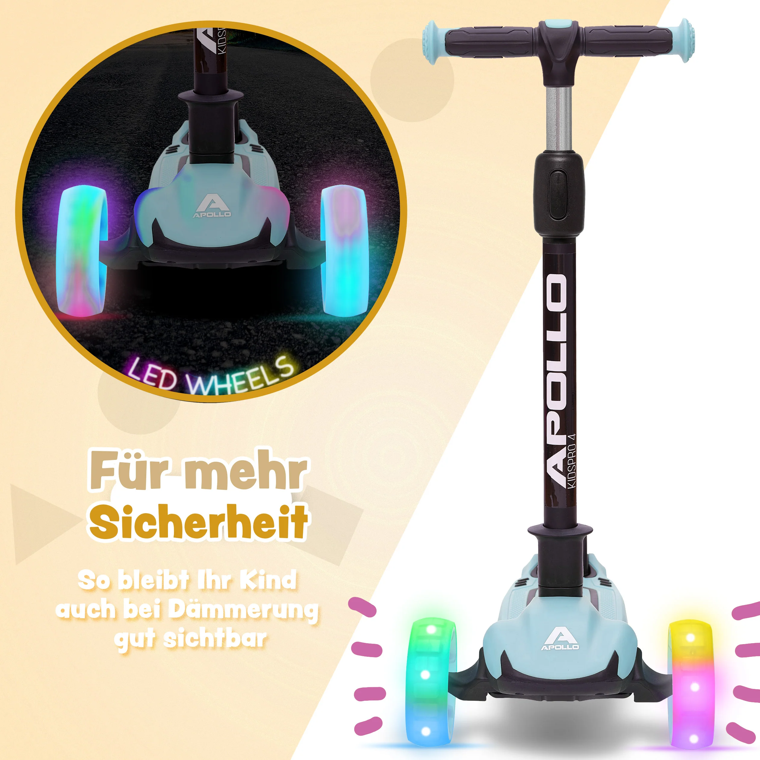 Kinderscooter "KidsPro4" klappbarer LED Roller - Image 17