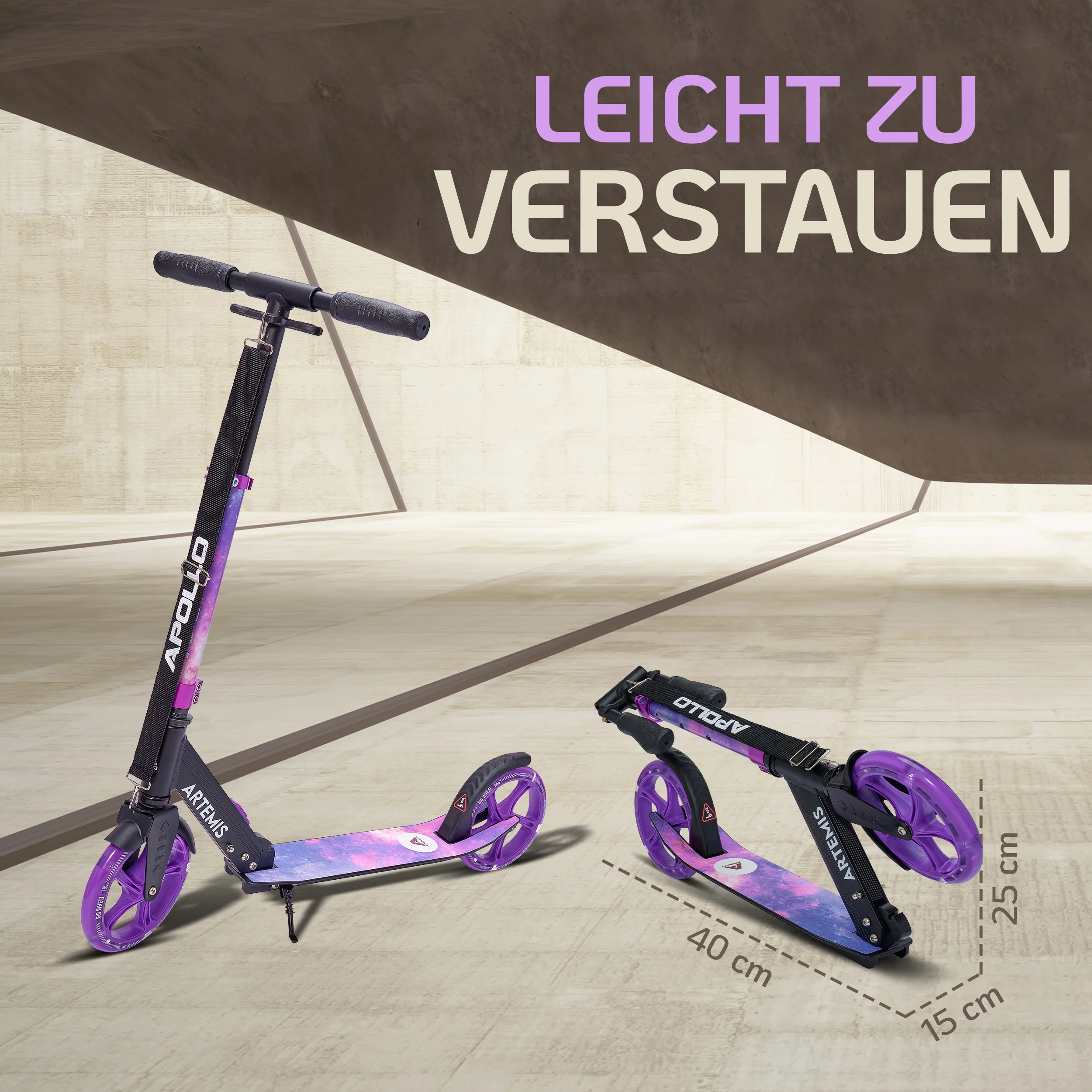 Klappbarer City Roller "Artemis" höhenverstellbarer Tretroller für Kinder & Jugendliche - Image 11