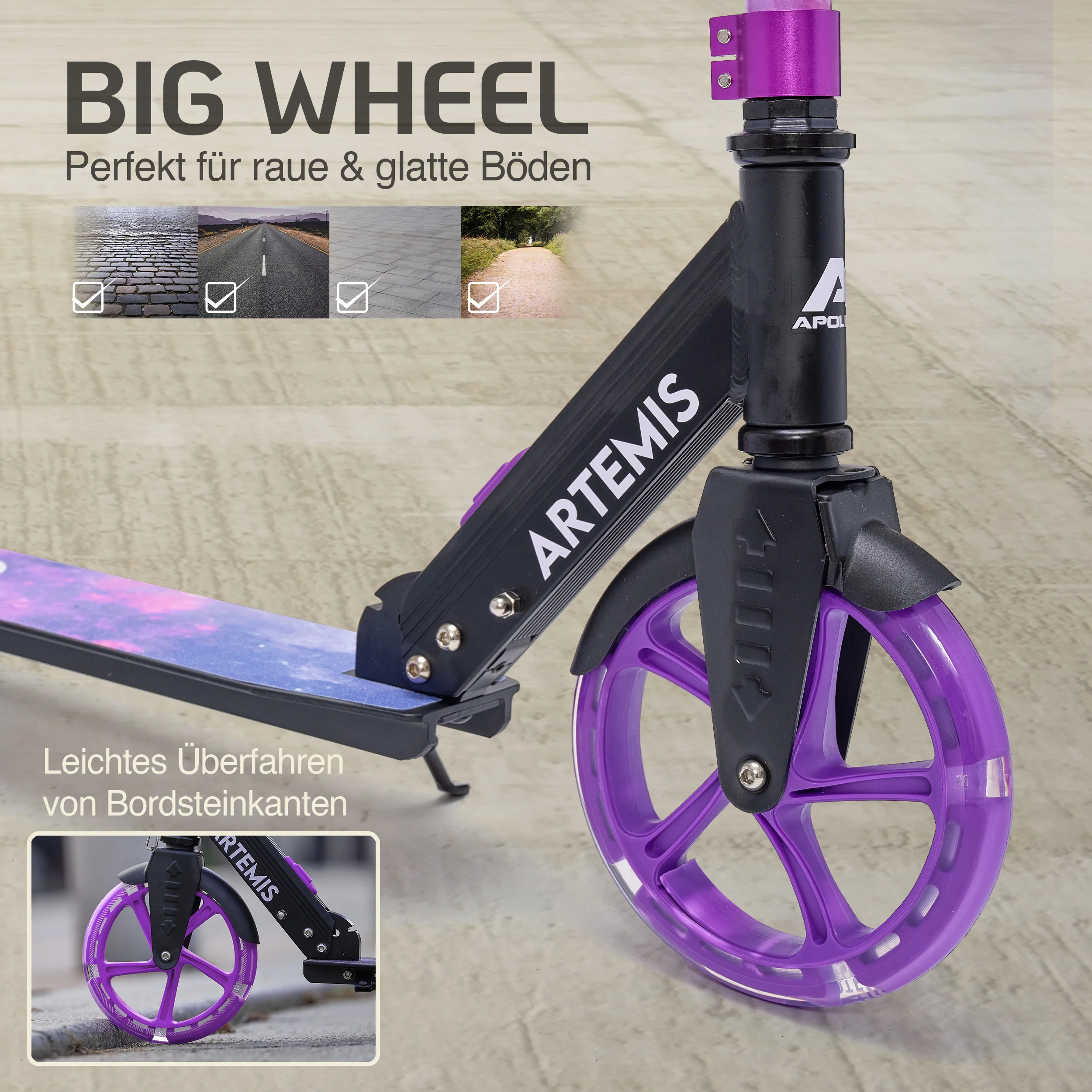 Klappbarer City Roller "Artemis" höhenverstellbarer Tretroller für Kinder & Jugendliche - Image 14