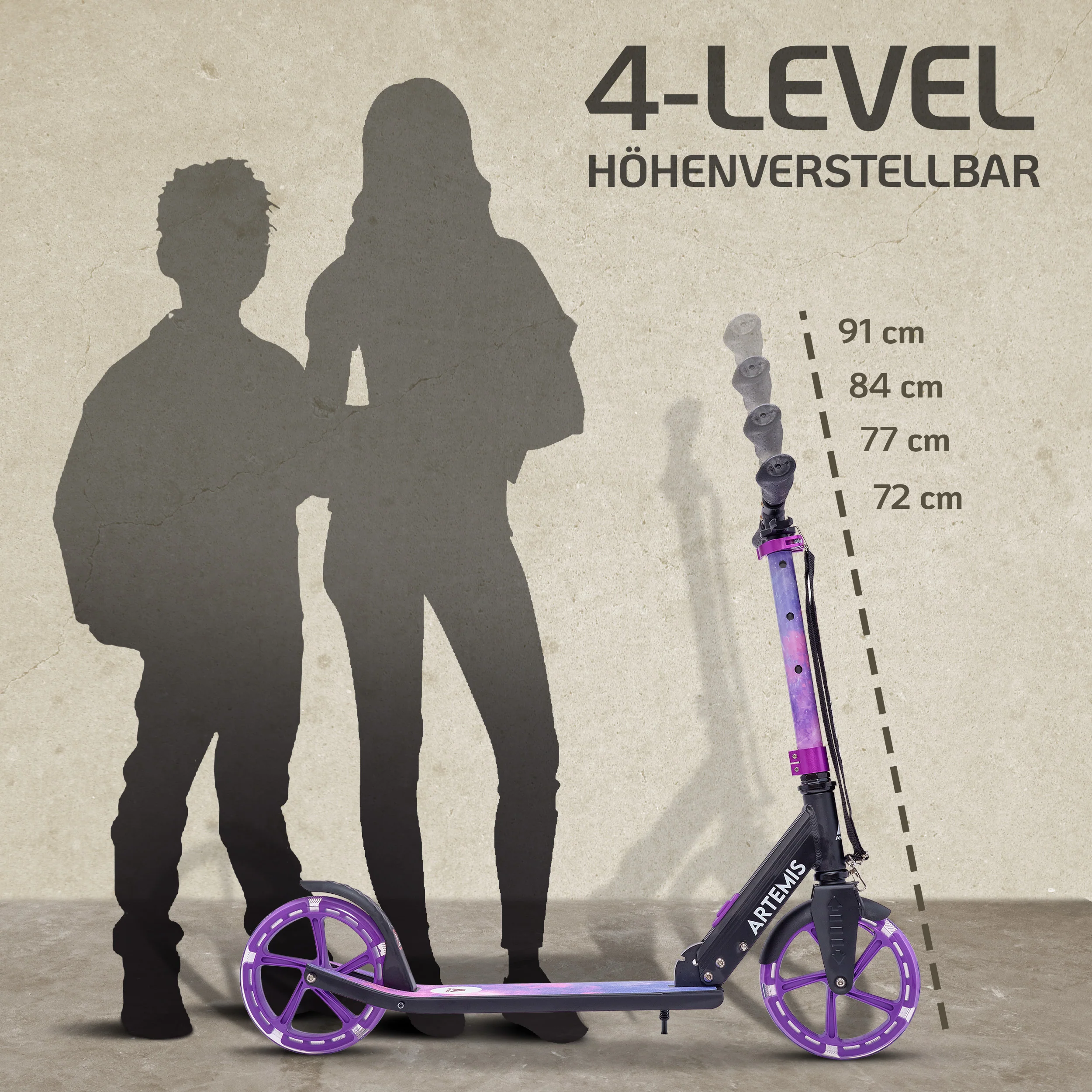 Klappbarer City Roller "Artemis" höhenverstellbarer Tretroller für Kinder & Jugendliche - Image 15