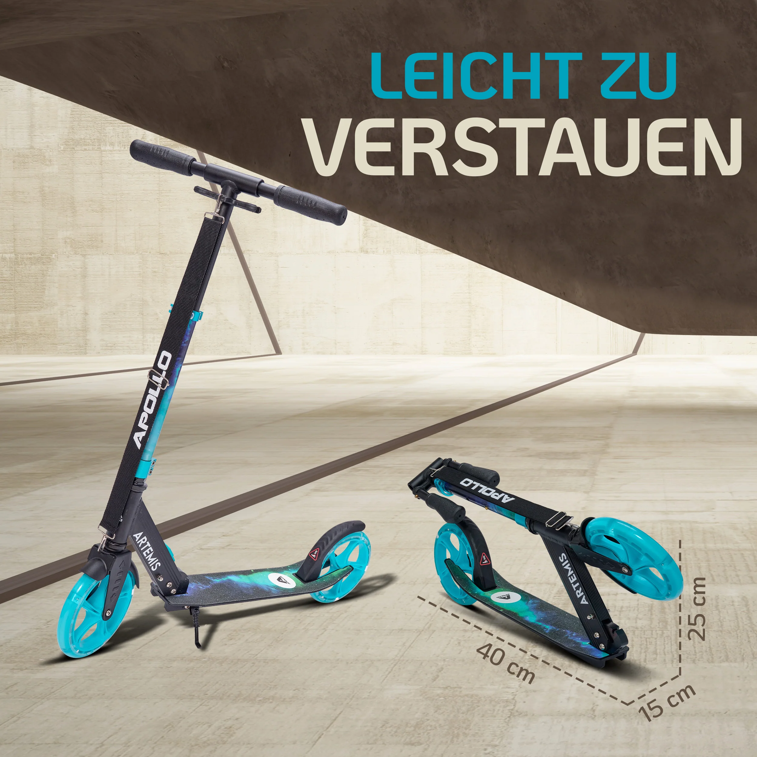 Klappbarer City Roller "Artemis" höhenverstellbarer Tretroller für Kinder & Jugendliche - Image 4