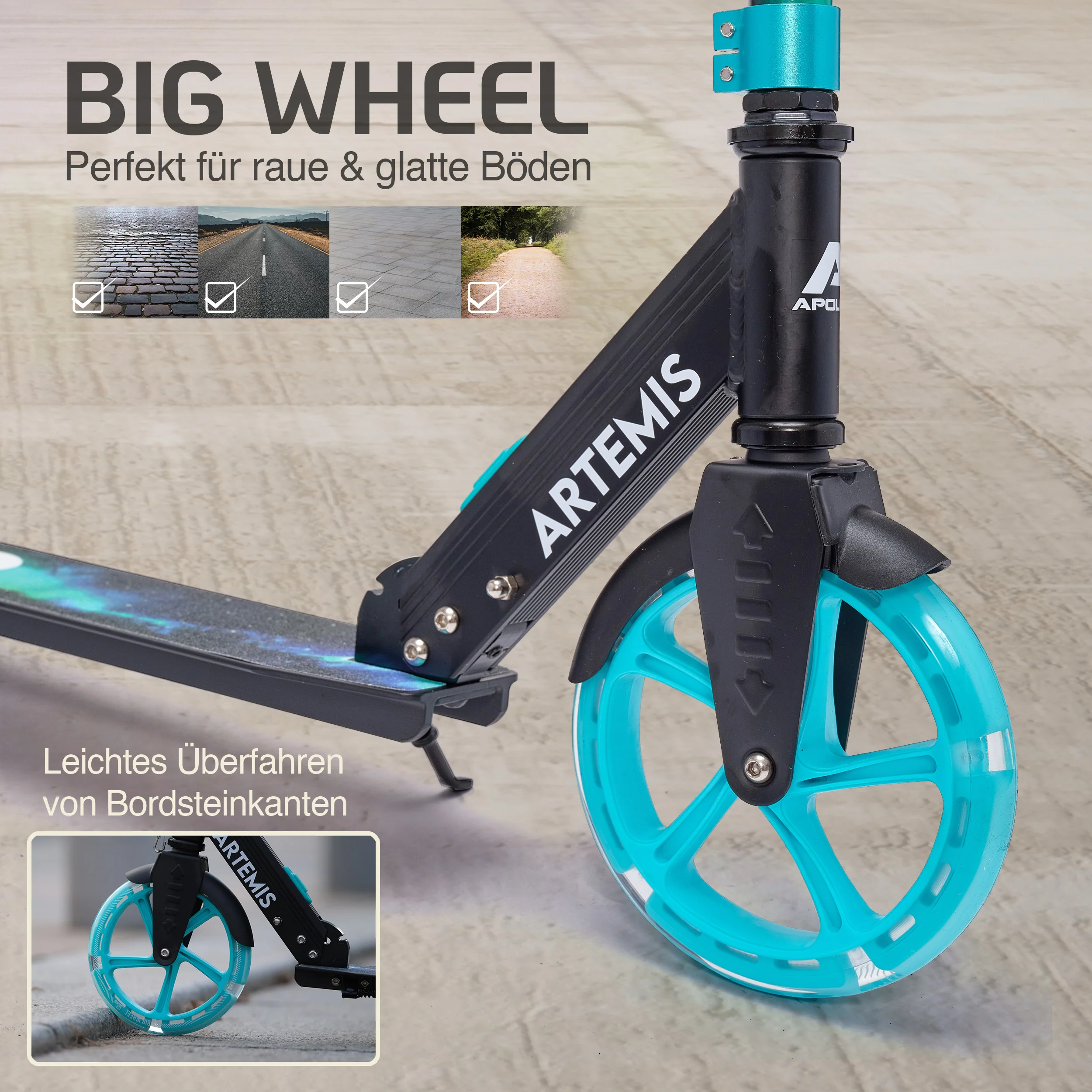 Klappbarer City Roller "Artemis" höhenverstellbarer Tretroller für Kinder & Jugendliche - Image 7