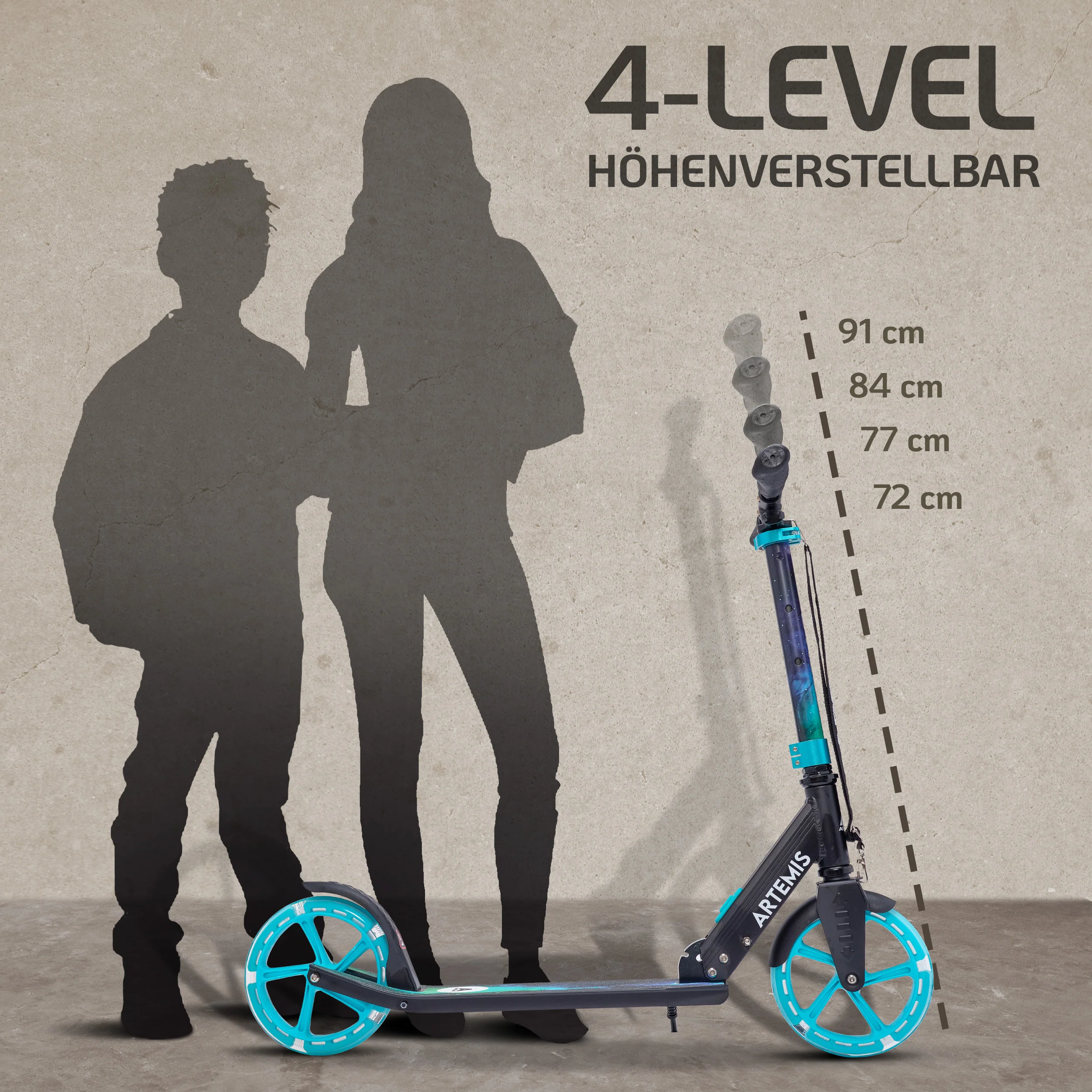 Klappbarer City Roller "Artemis" höhenverstellbarer Tretroller für Kinder & Jugendliche - Image 8