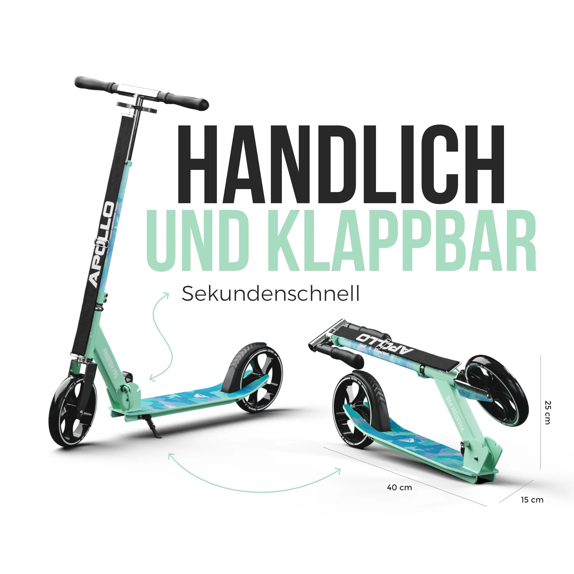 Klappbarer City Roller für Kinder "Phantom" höhenverstellbarer Tretroller - Image 16
