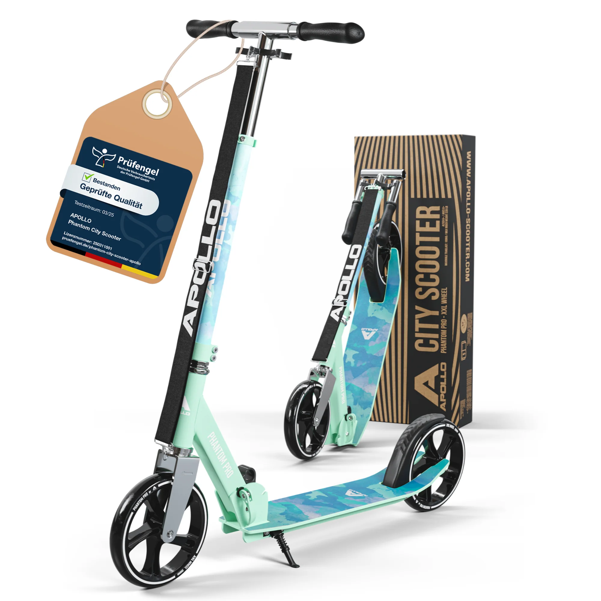 Klappbarer City Roller für Kinder "Phantom" höhenverstellbarer Tretroller - Image 21