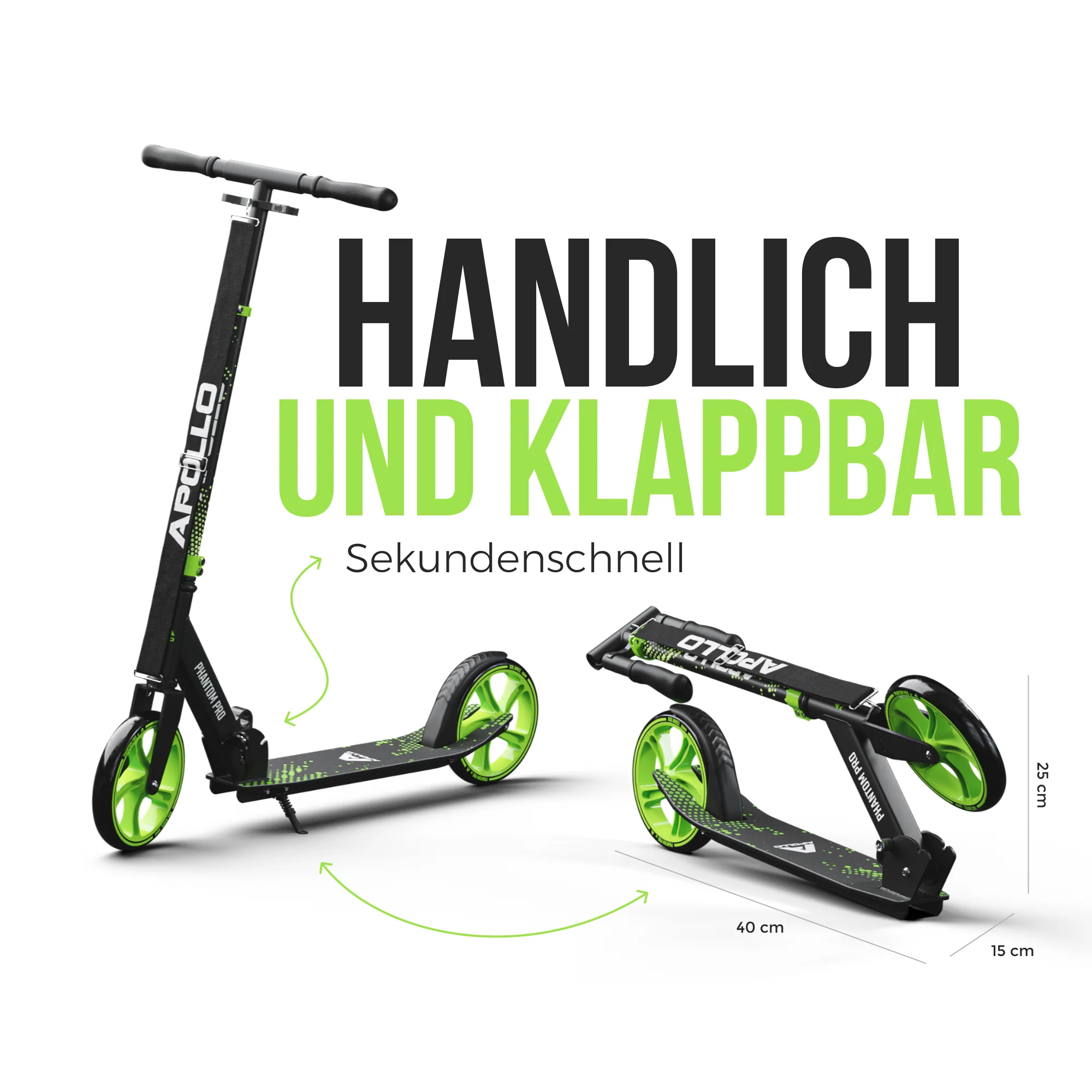 Klappbarer City Roller für Kinder "Phantom" höhenverstellbarer Tretroller - Image 23